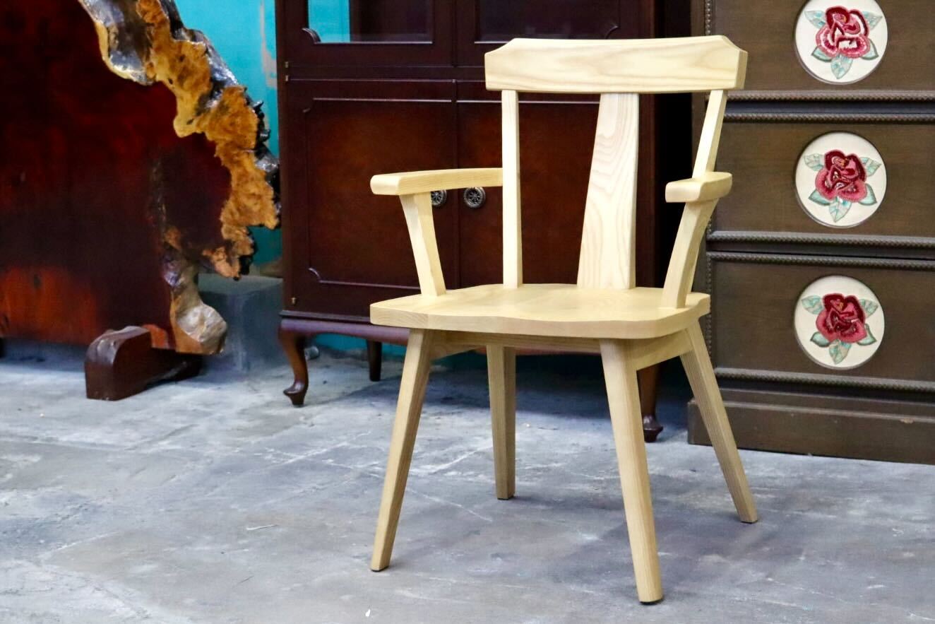 GMIH320A○らくよう工芸 飛騨家具 ダイニングチェア アームチェア 椅子 木製 無垢材 シンプル ナチュラル カントリー