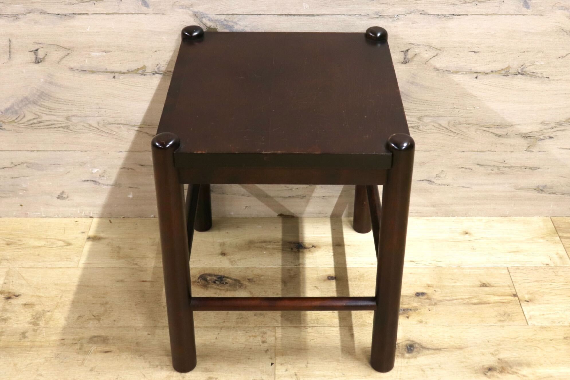 GMIK788A○北海道民芸家具 スツール サイドテーブル 花台 飾り台 樺材 無垢材 レトロ 民藝 古民家 和モダン 和家具 アンティーク