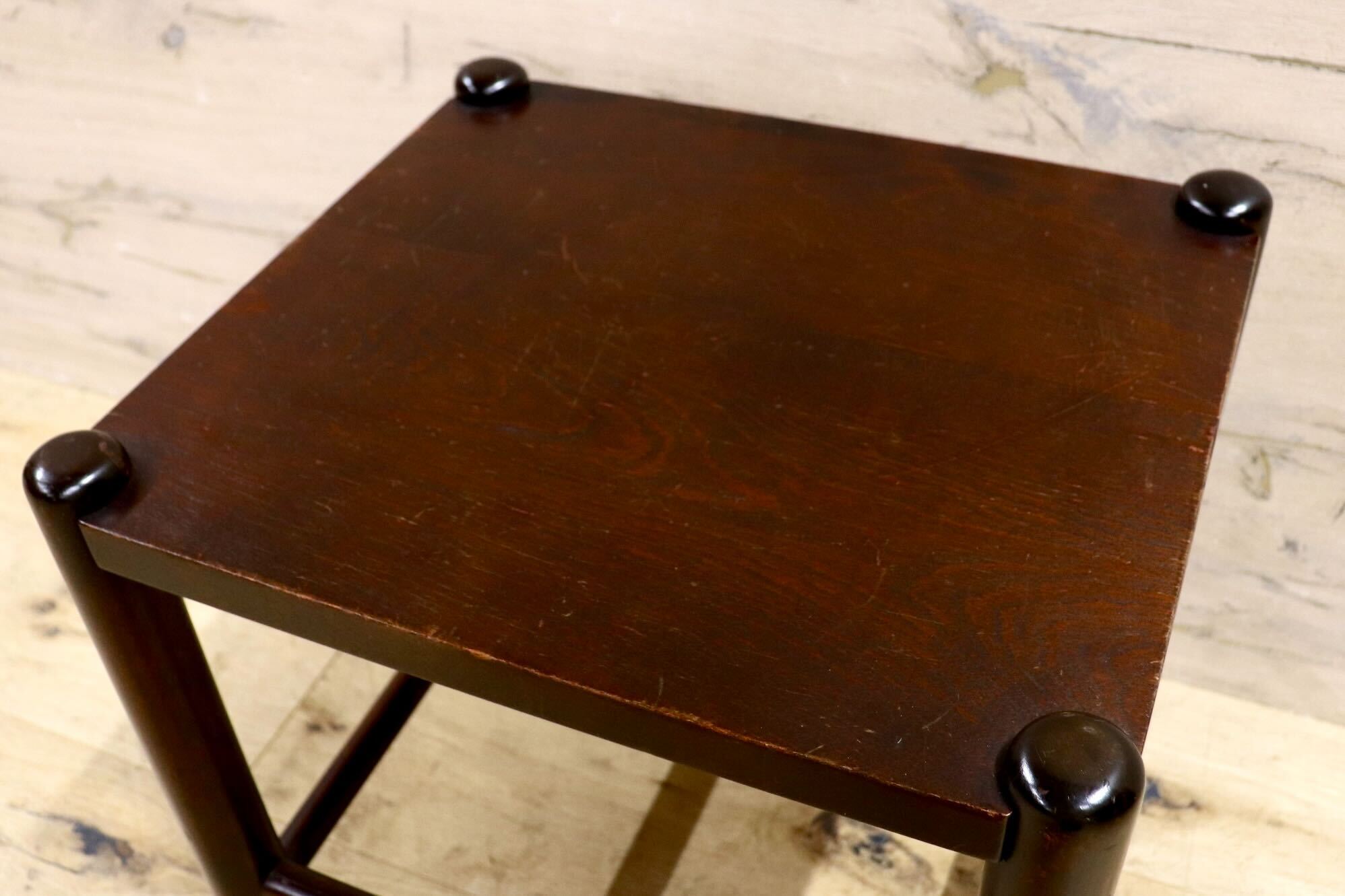 GMIK788A○北海道民芸家具 スツール サイドテーブル 花台 飾り台 樺材 無垢材 レトロ 民藝 古民家 和モダン 和家具 アンティーク