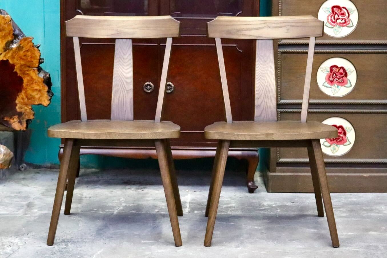 GMIH320C○らくよう工芸 飛騨家具 ダイニングチェア アームレスチェア 椅子 2脚セット 木製 無垢材 シンプル ナチュラル カントリー