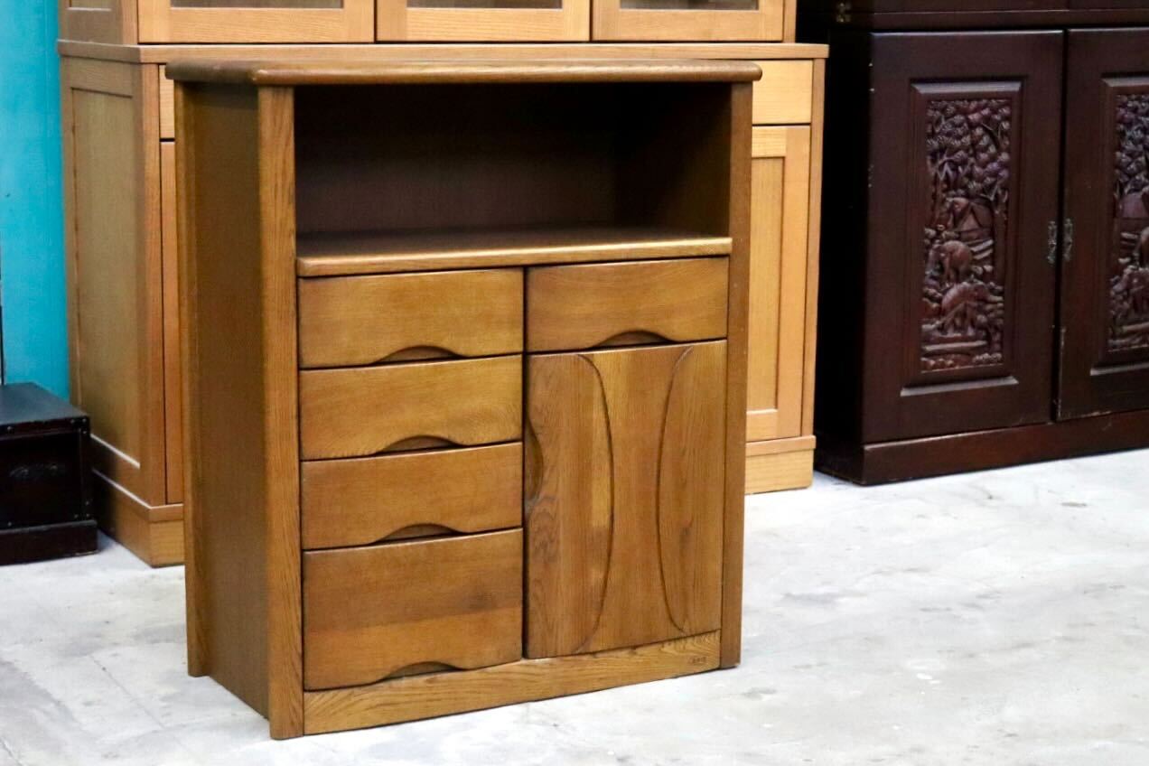 GMIH343○浜本工芸 / HAMAMOTO電話台 TELBOX キャビネット 棚 サイドボード 花台 引き出し収納 無垢材 国産家具 定価約9.8万