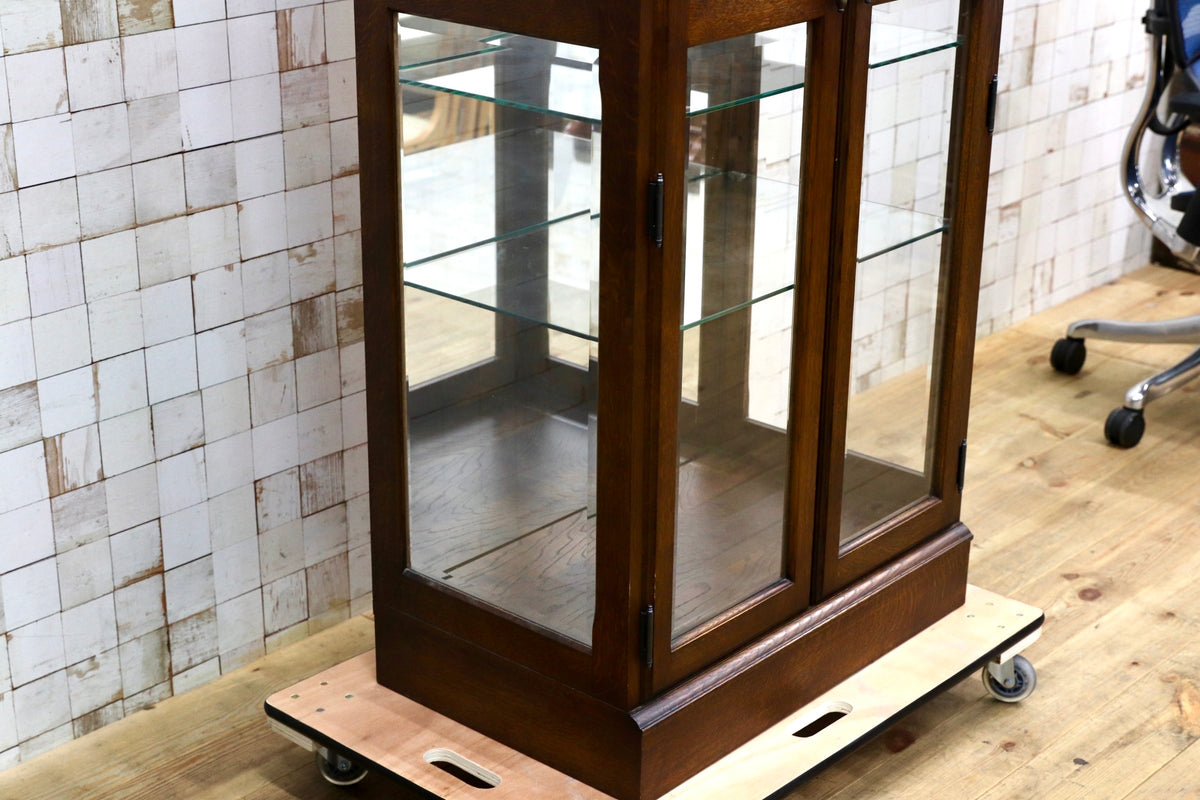 GMJS237○えぞ民芸家具製作所 / EZO GRACE グレース キュリオケース ガラスキャビネット 飾り棚 コレクションケース 楢材 約40万