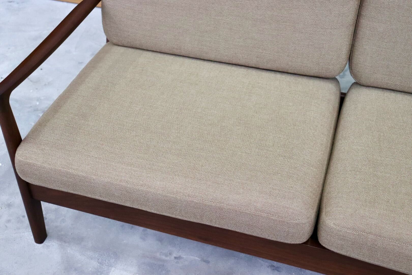 GMIH47○起立木工 / KIRITSU FURNITURE ノルディ 2.5人掛けソファ ウォールナット ファブリック 北欧スタイル ヴィンテージ IDC大塚家具