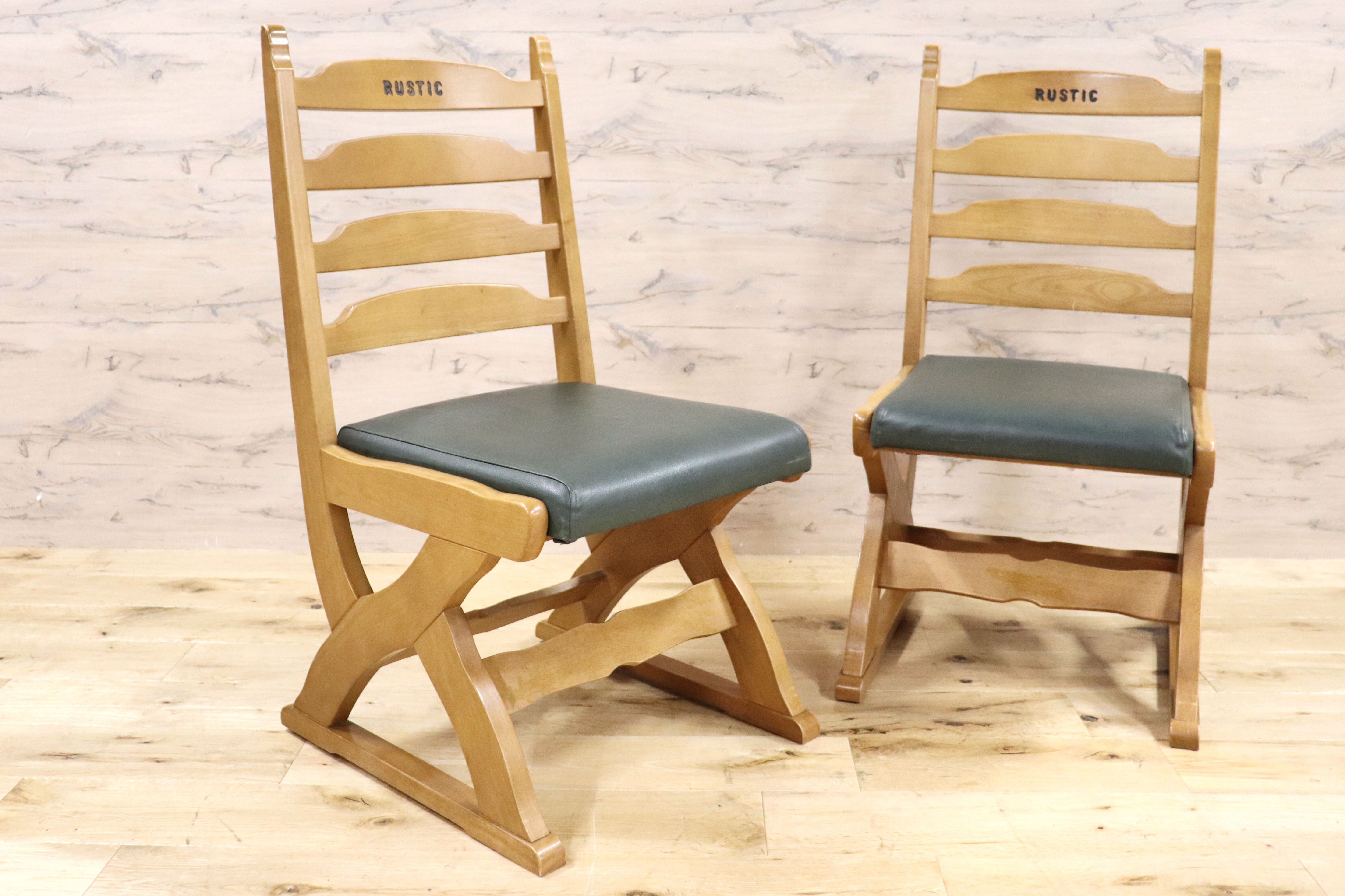 GMGK360○karimoku / カリモク RUSTIC ルスティック ダイニングチェア 椅子 2脚セット 合皮 ナチュラル カントリー 国産家具