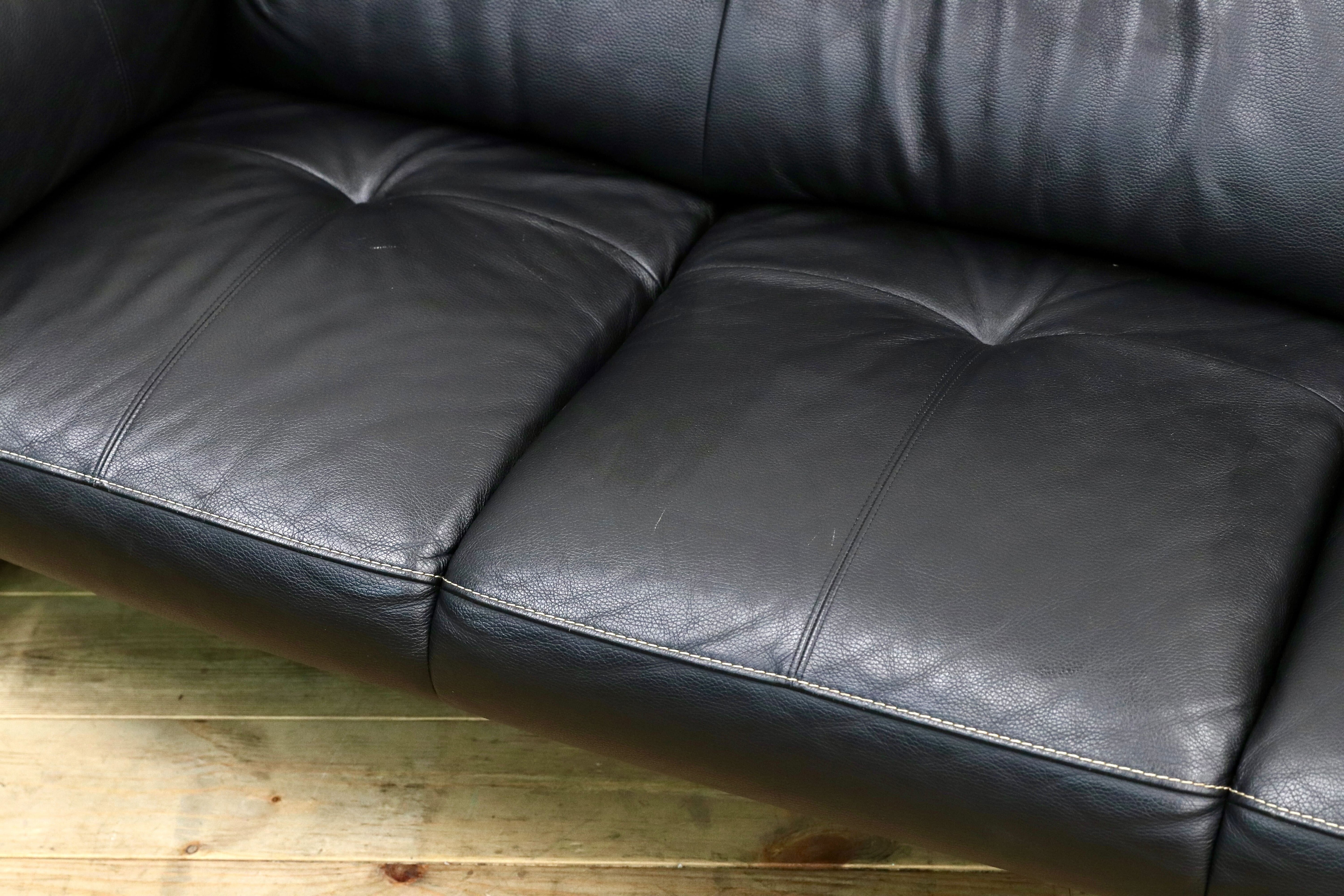 GMIK972○Chitano / チターノ karimoku カリモク Z181モデル 3人掛けソファ トリプルソファ 本革 ブラック 約23万