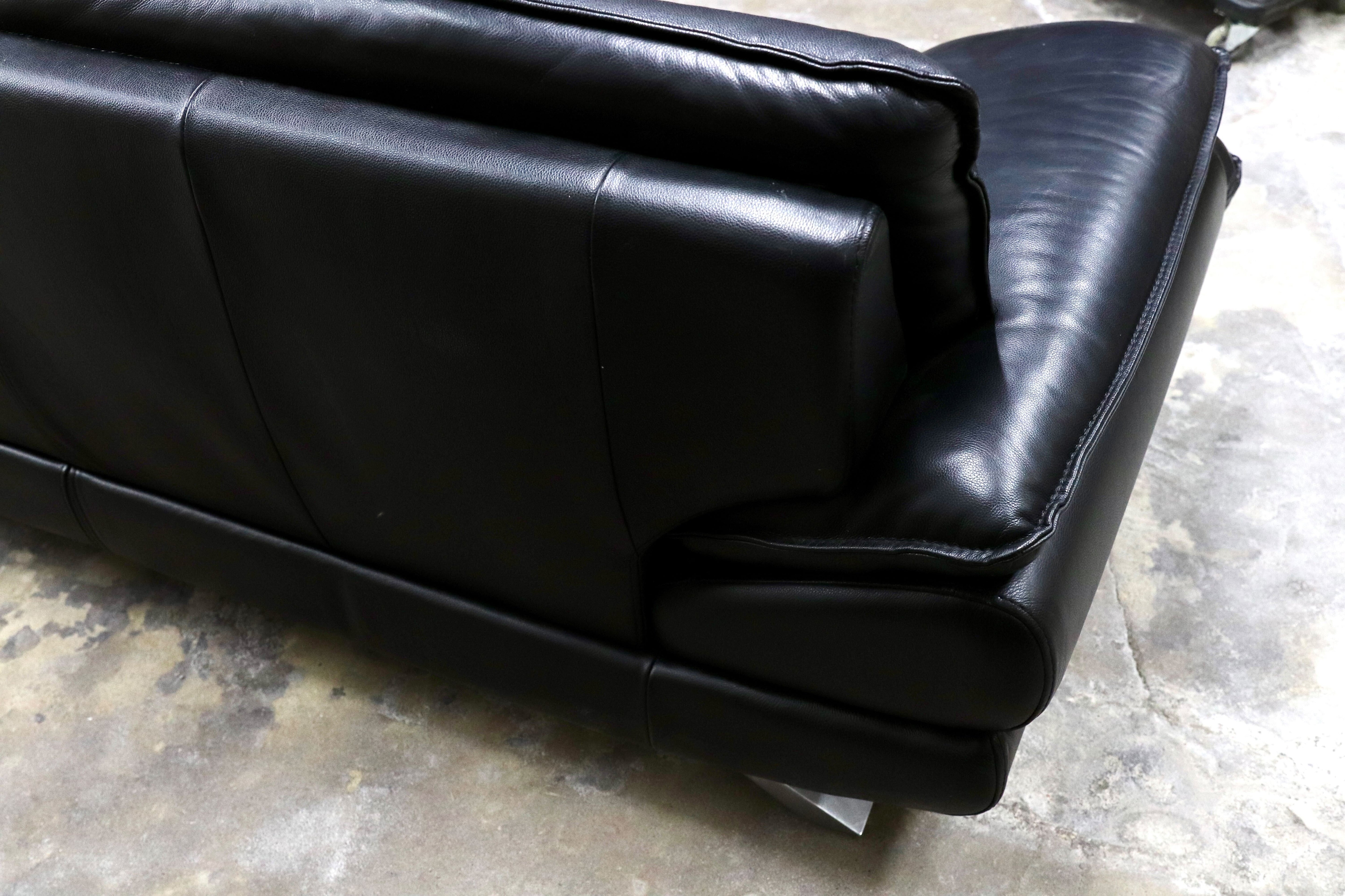 GMIS257○NICOLETTI / ニコレッティ Success サクセス 3人掛けソファ トリプルソファ イタリア製 本革 ブラック 定価約55万