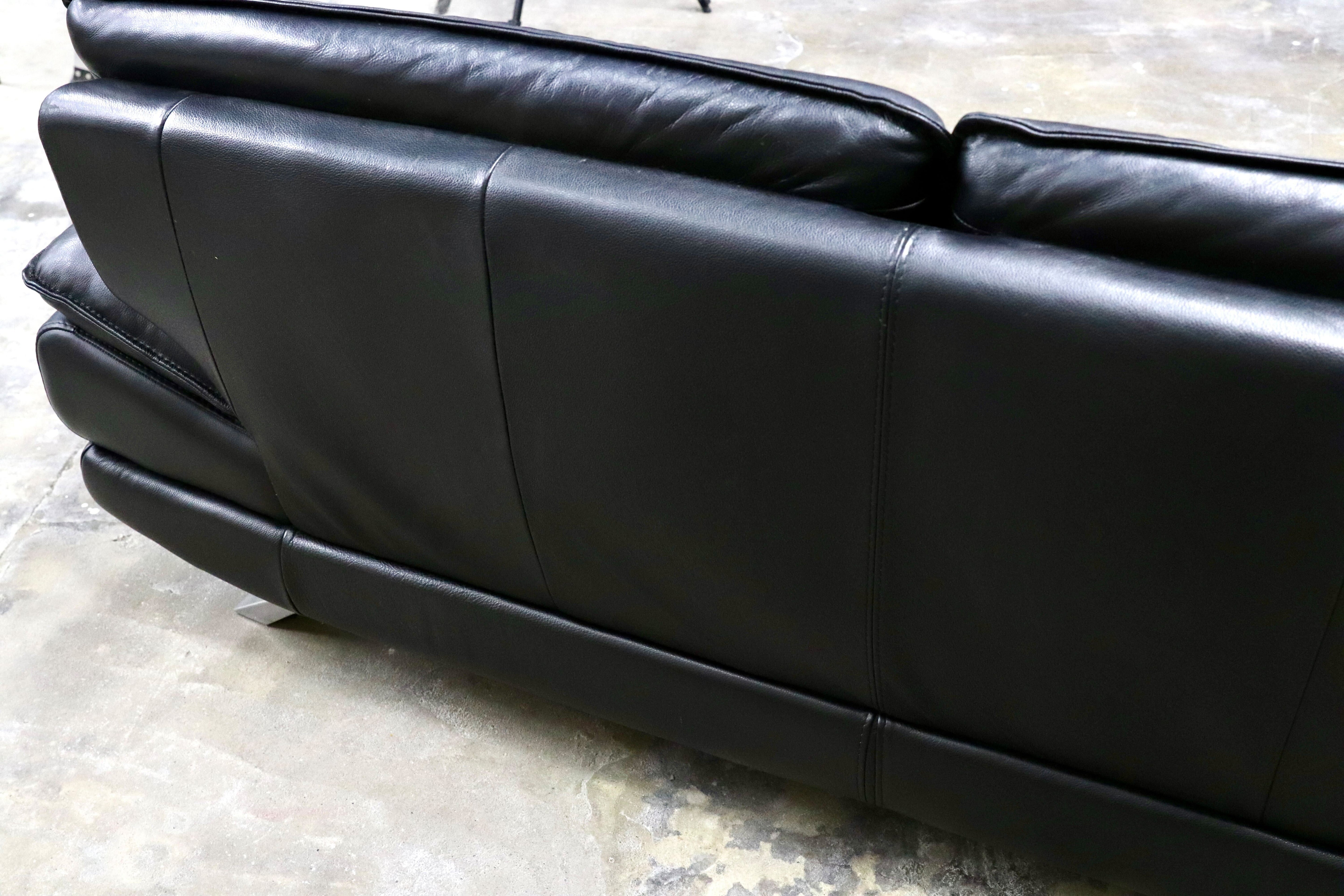 GMIS257○NICOLETTI / ニコレッティ Success サクセス 3人掛けソファ トリプルソファ イタリア製 本革 ブラック 定価約55万