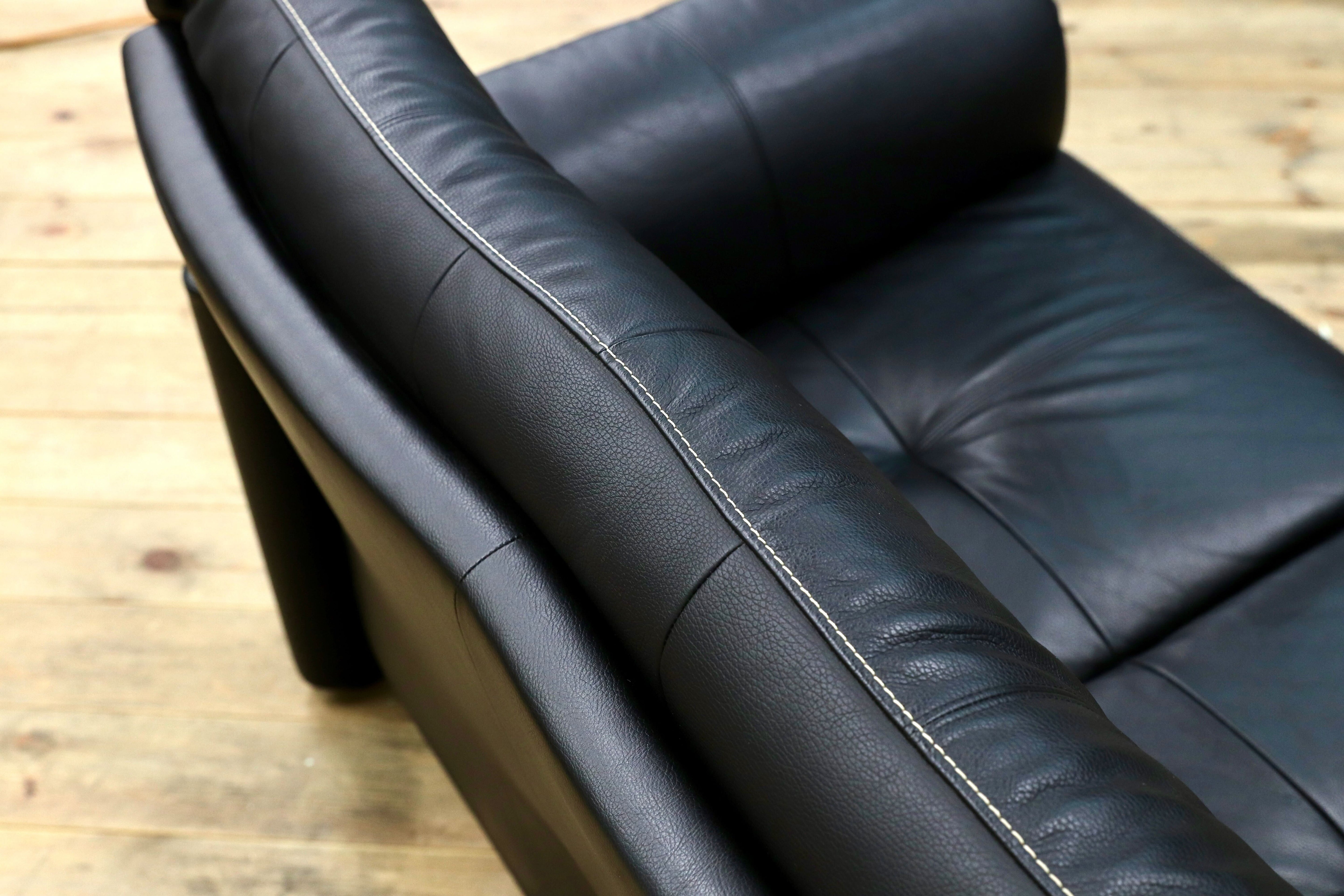 GMIK972○Chitano / チターノ karimoku カリモク Z181モデル 3人掛けソファ トリプルソファ 本革 ブラック 約23万