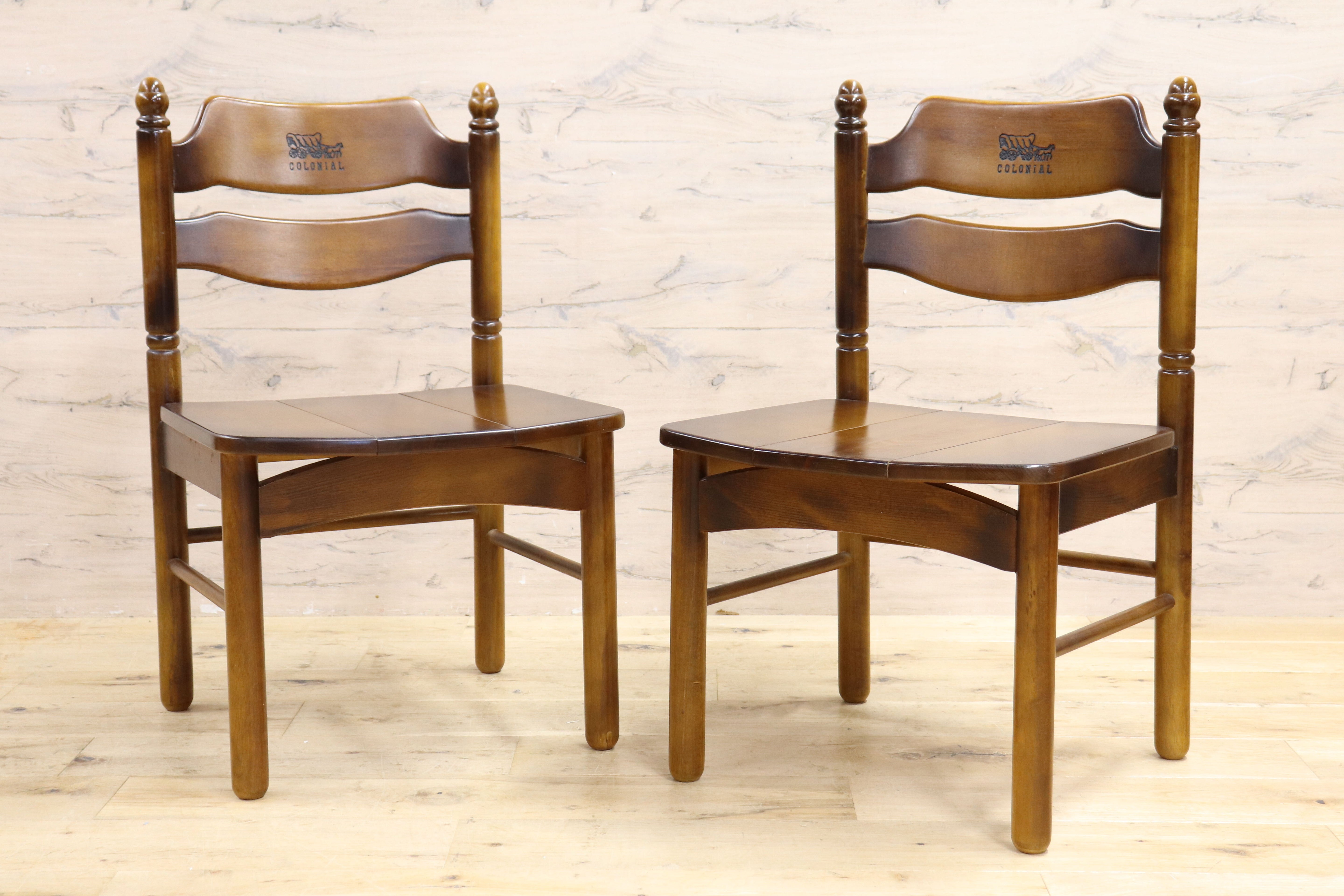 GMIS455A○karimoku / カリモク コロニアル 椅子 チェア ダイニングチェア 2脚セット ヴィンテージ レトロ カントリー 木製 国産家具