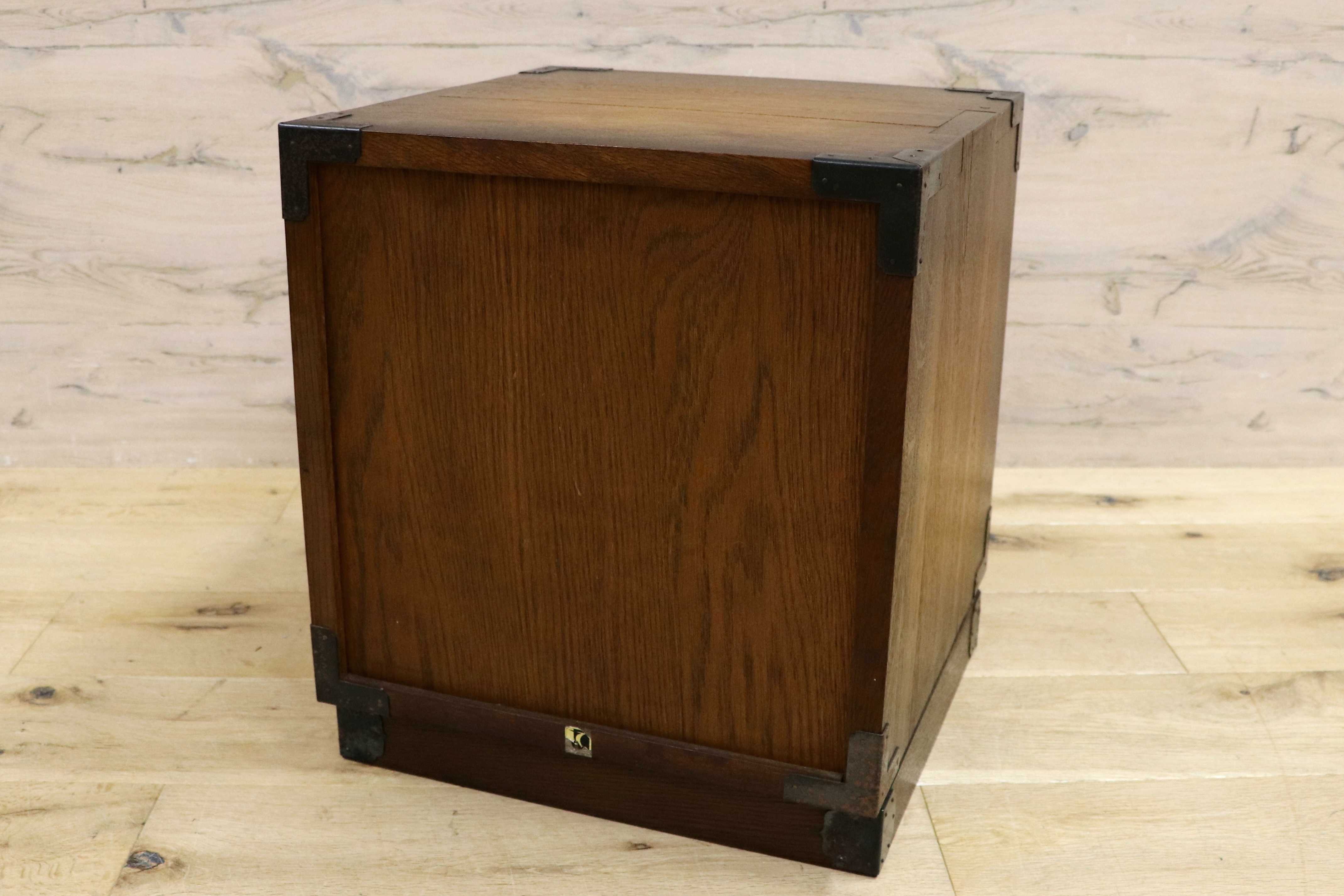 GMIH85A○飛騨産業 / HIDA キツツキ 小箪笥 小引き出し 金庫型 収納箱 ナラ材 無垢 4杯 アンティーク