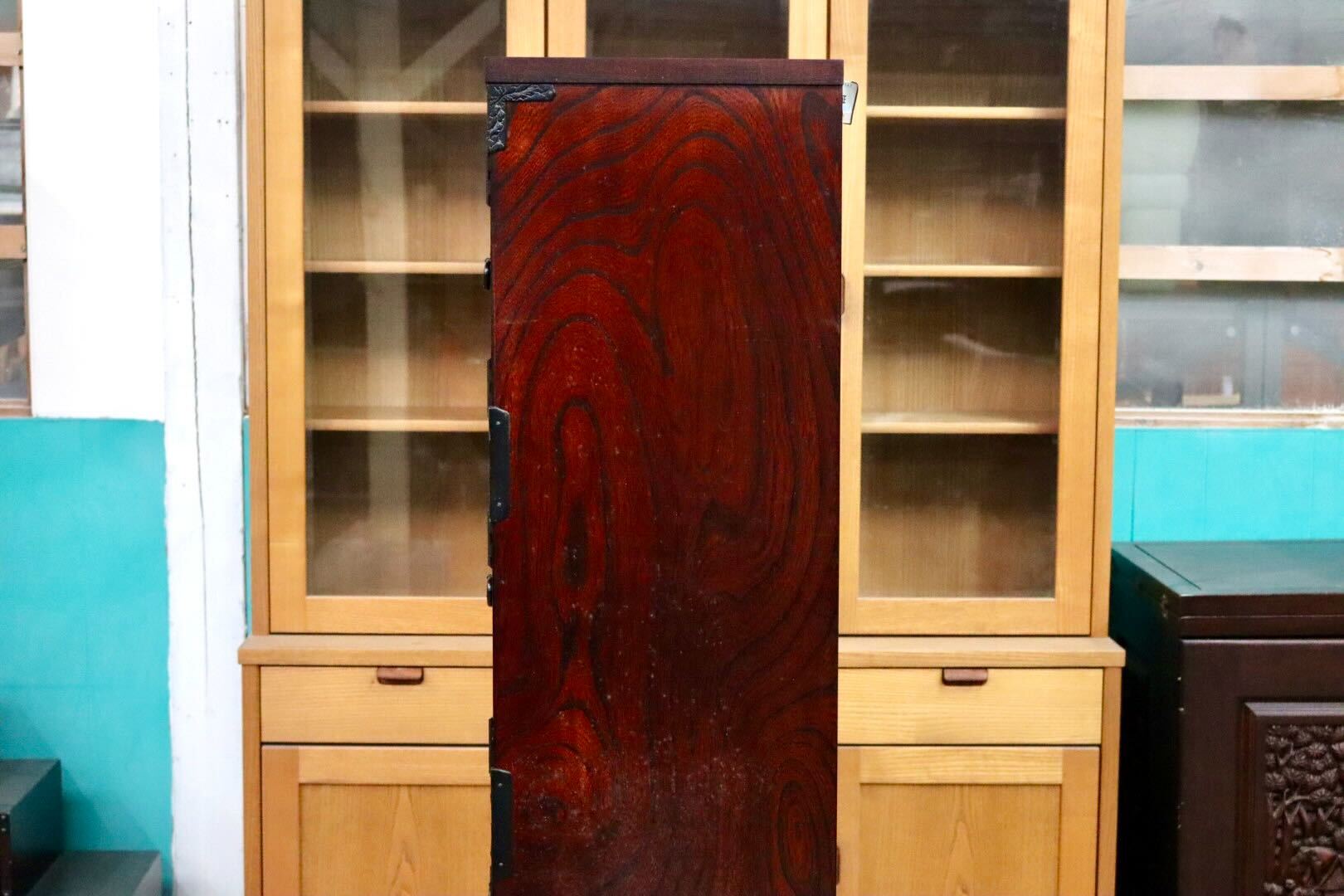 GMIS379A○岩谷堂箪笥 スリムハイチェスト 整理箪笥 リビングボード キャビネット 民藝 伝統工芸 和家具 和モダン レトロ アンティーク