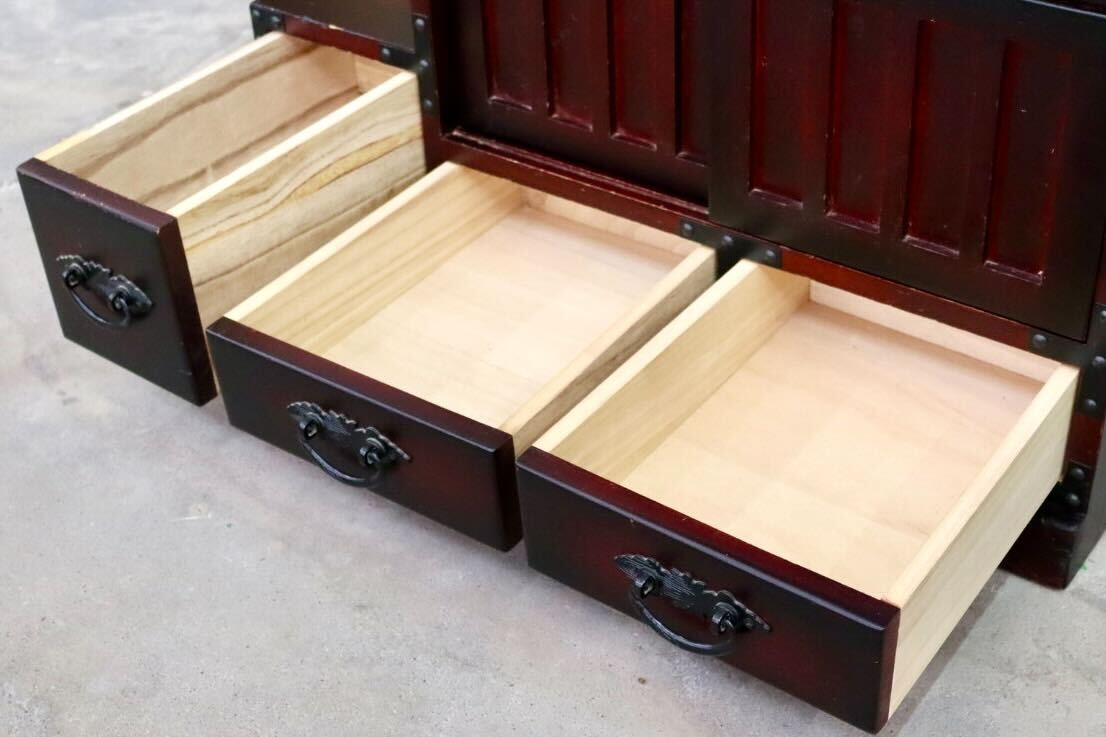 GMIK382B○階段箪笥 時代箪笥 和家具 和モダン 和室 座敷 古民家 チェスト 整理箪笥 アンティーク レトロ 木製 小物入れ 古民具