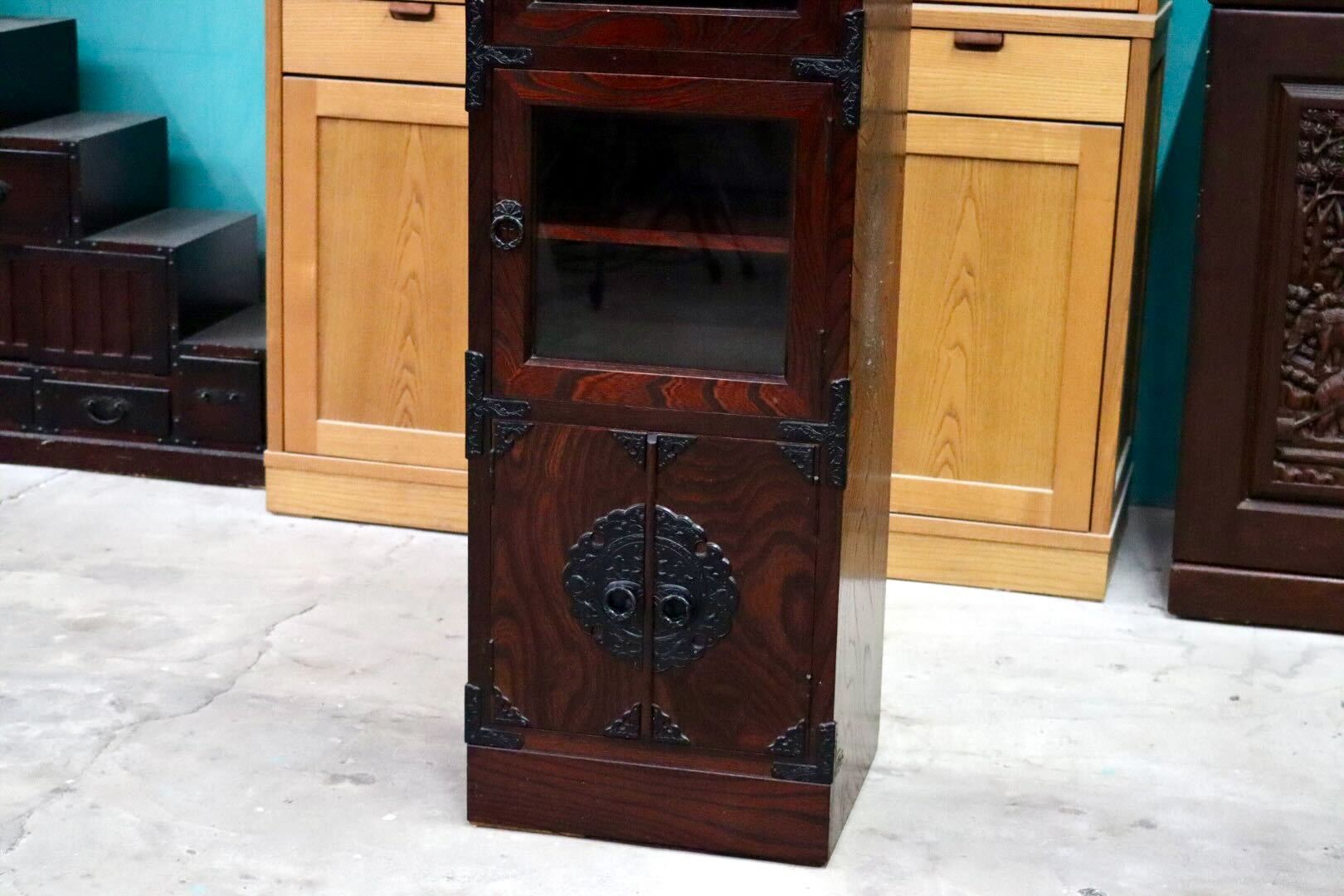 GMIS379A○岩谷堂箪笥 スリムハイチェスト 整理箪笥 リビングボード キャビネット 民藝 伝統工芸 和家具 和モダン レトロ アンティーク