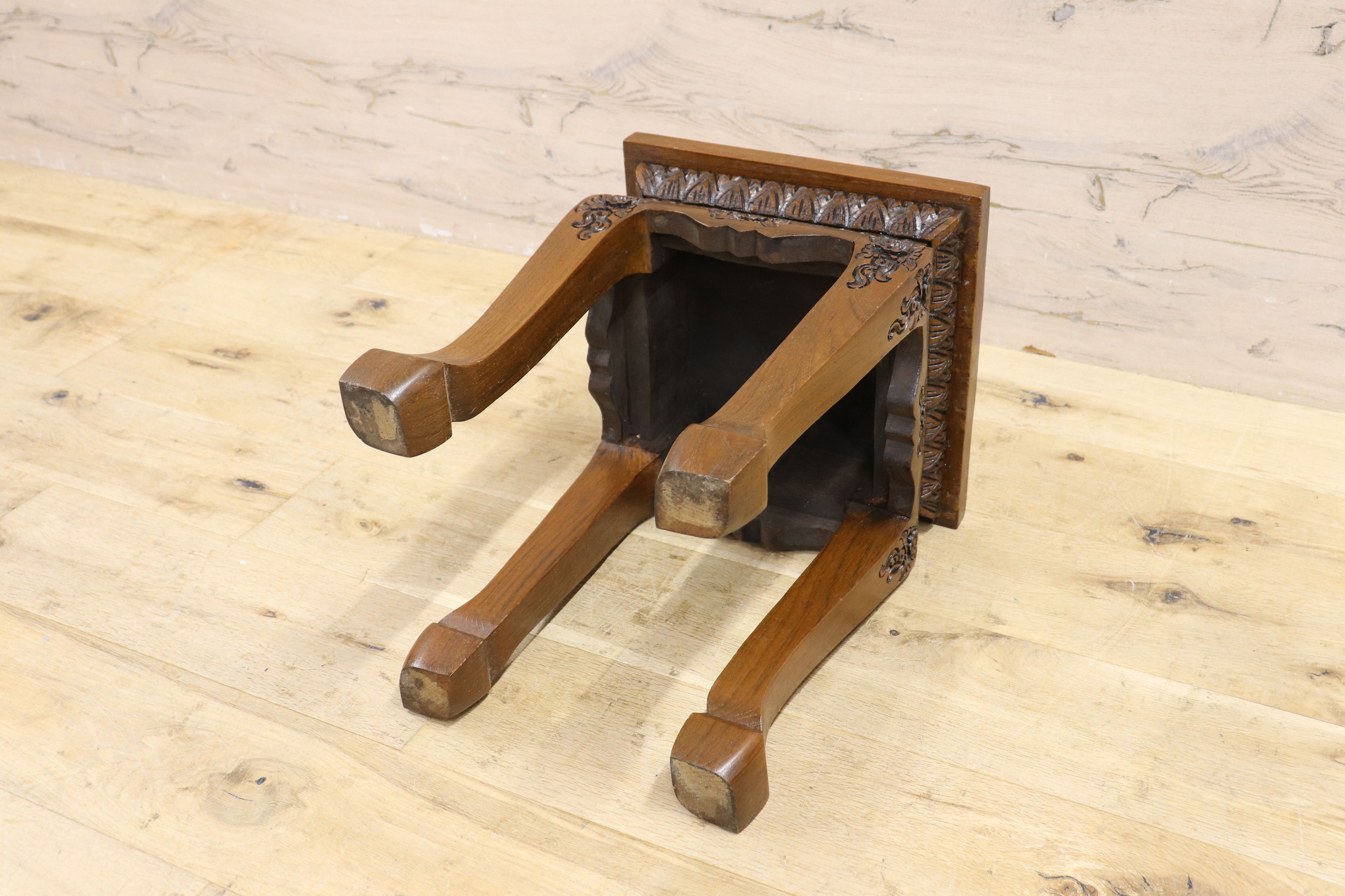 GMIK795A○木彫り 木製 花台 香炉台 サイドテーブル 飾り台 スツール アンティーク インテリア アジアン家具