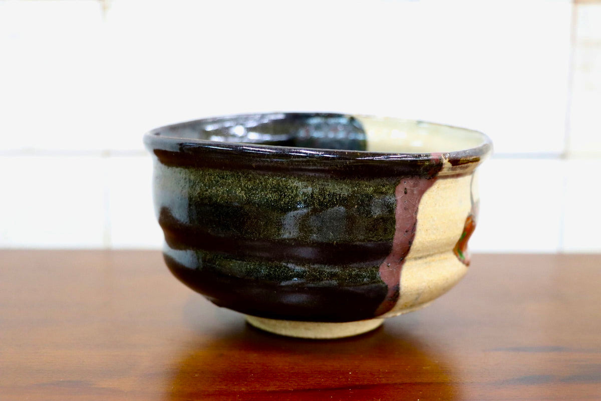 GMJK371AB〇紀州焼 葵窯 鬼灯 茶碗 共箱 茶道具 抹茶碗 色絵 ほおずき 未使用