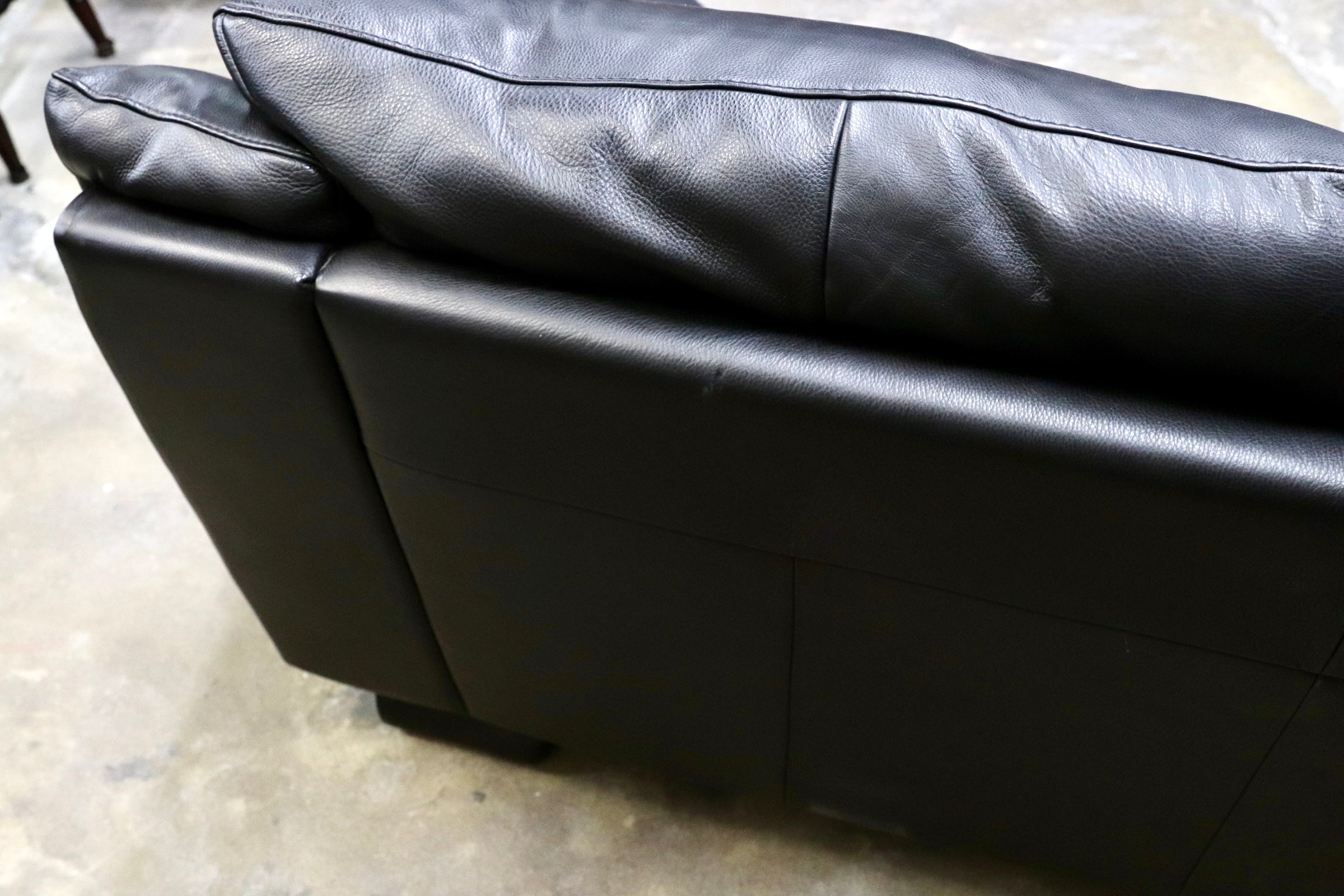 GMJN29○Natuzzi Editions / ナツッジ エディションズ 3人掛けソファ トリプルソファ 総本革 ブラック レザーソファ イタリアブランド
