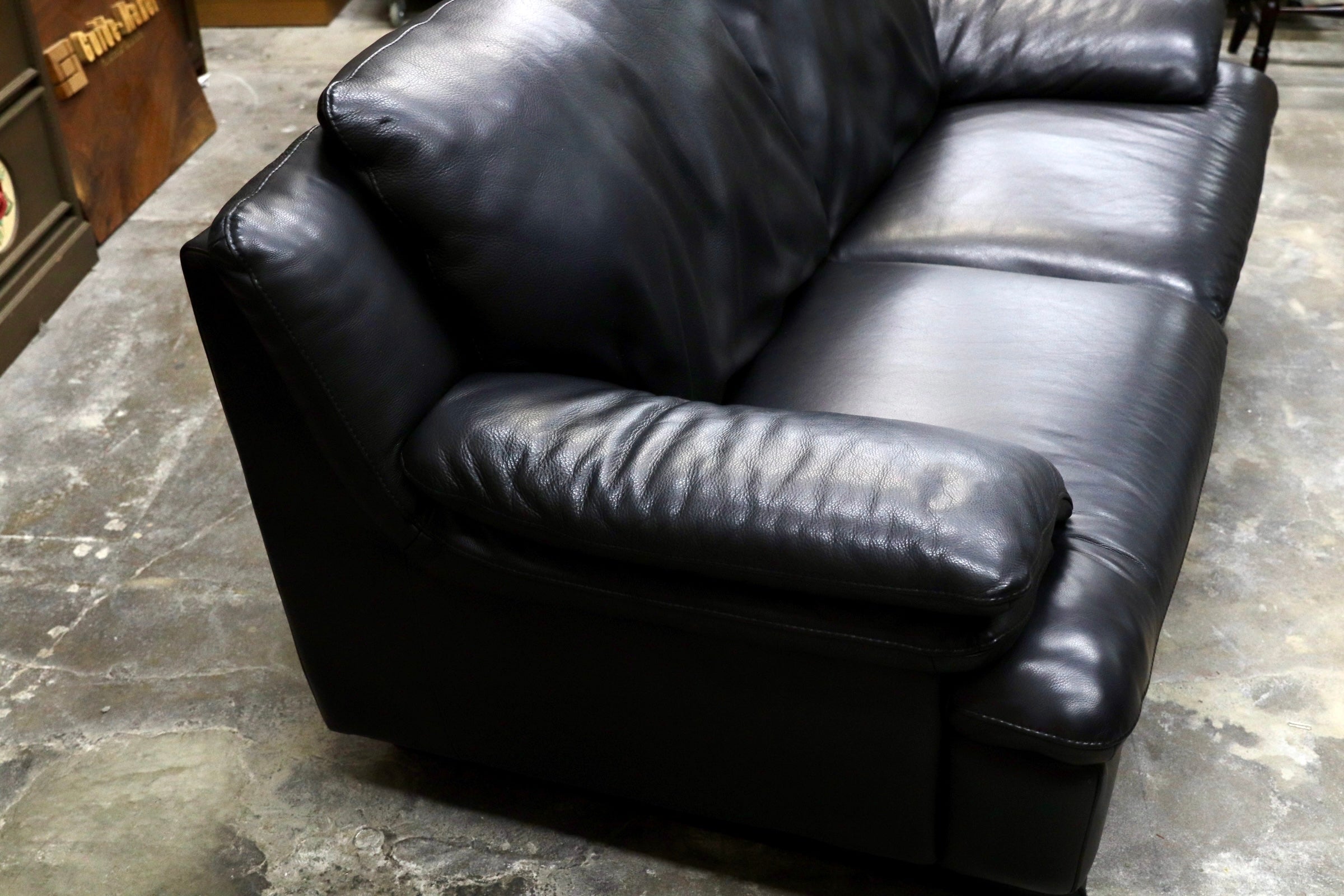 GMJN29○Natuzzi Editions / ナツッジ エディションズ 3人掛けソファ トリプルソファ 総本革 ブラック レザーソファ イタリアブランド
