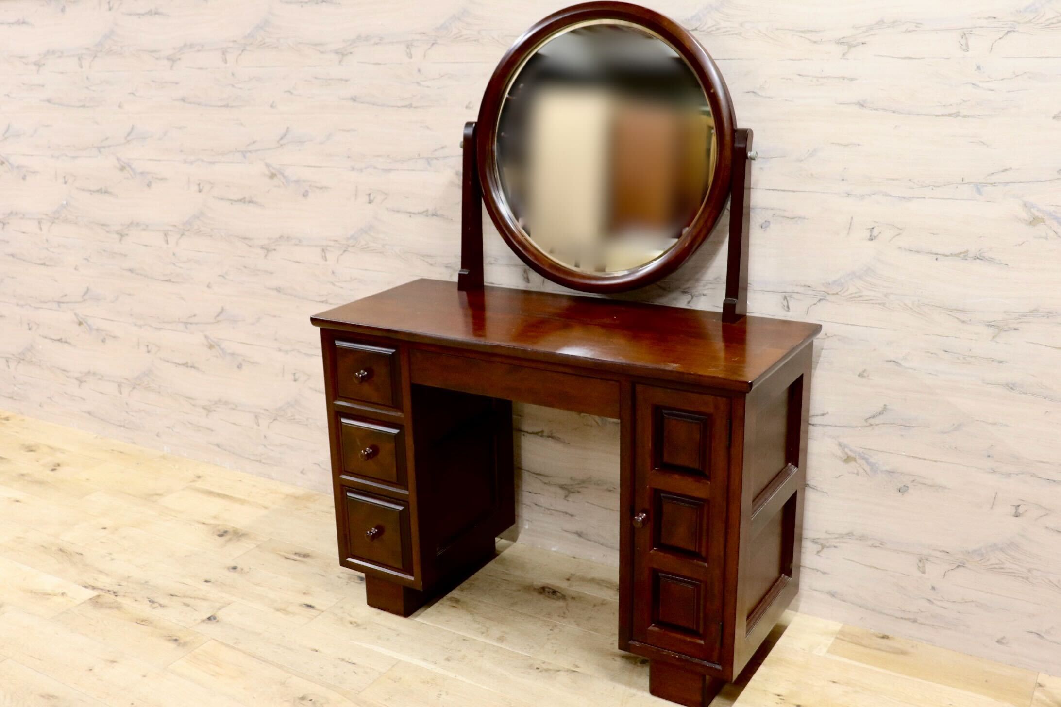 GMIS470A○松本民芸家具 一面鏡ドレッサー 鏡台 化粧台 和家具 ミズメザクラ レトロ アンティーク 和モダン 民藝 古民家 定価約38万