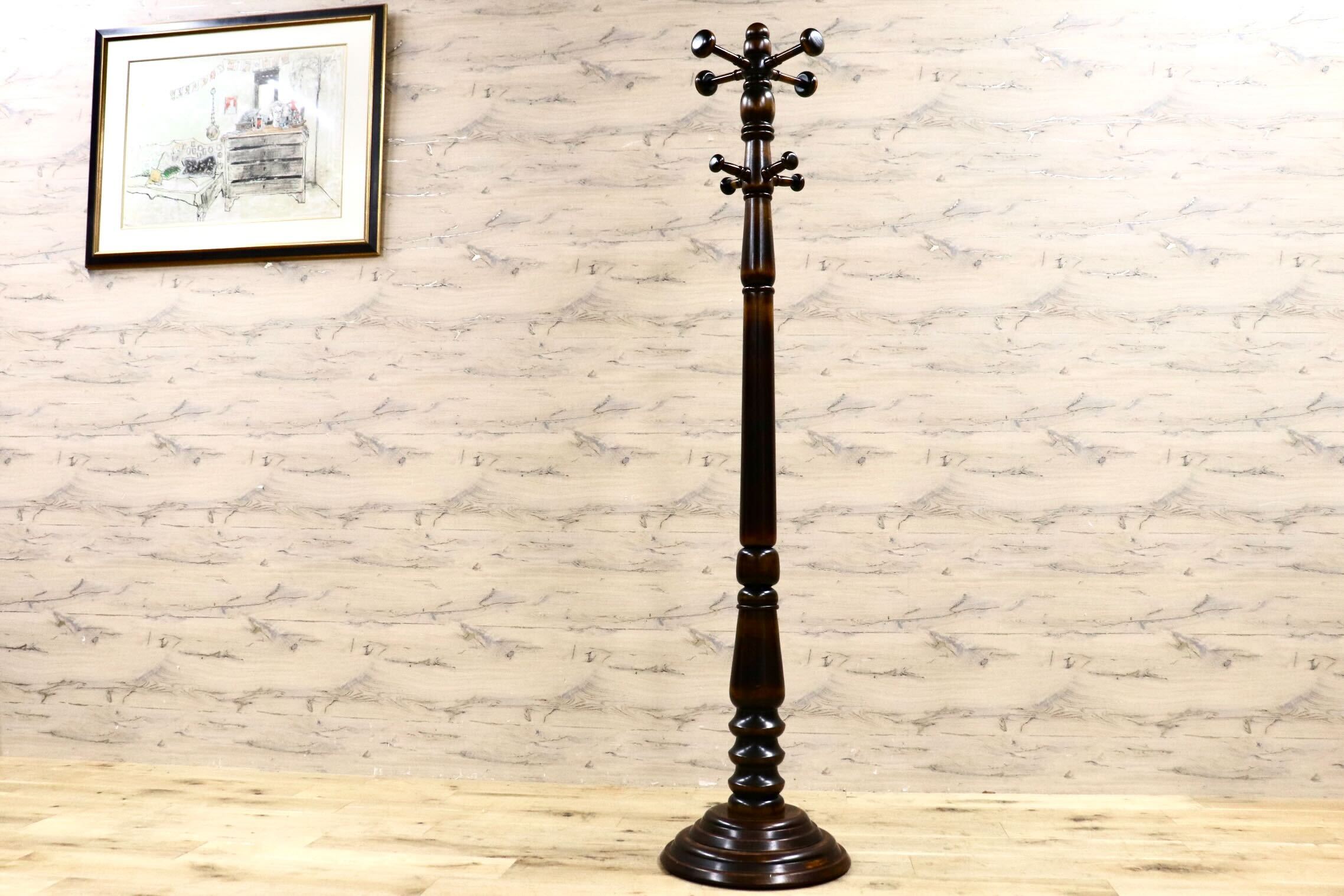 GMIK548○木製コートハンガー ポールハンガー 帽子掛け カントリー レトロ ヴィンテージ