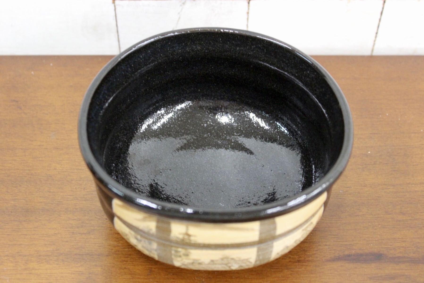 GMJK371AK〇紀州焼 葵窯 二代 寒川栖豊 町屋茶碗 共箱 茶道具 抹茶碗