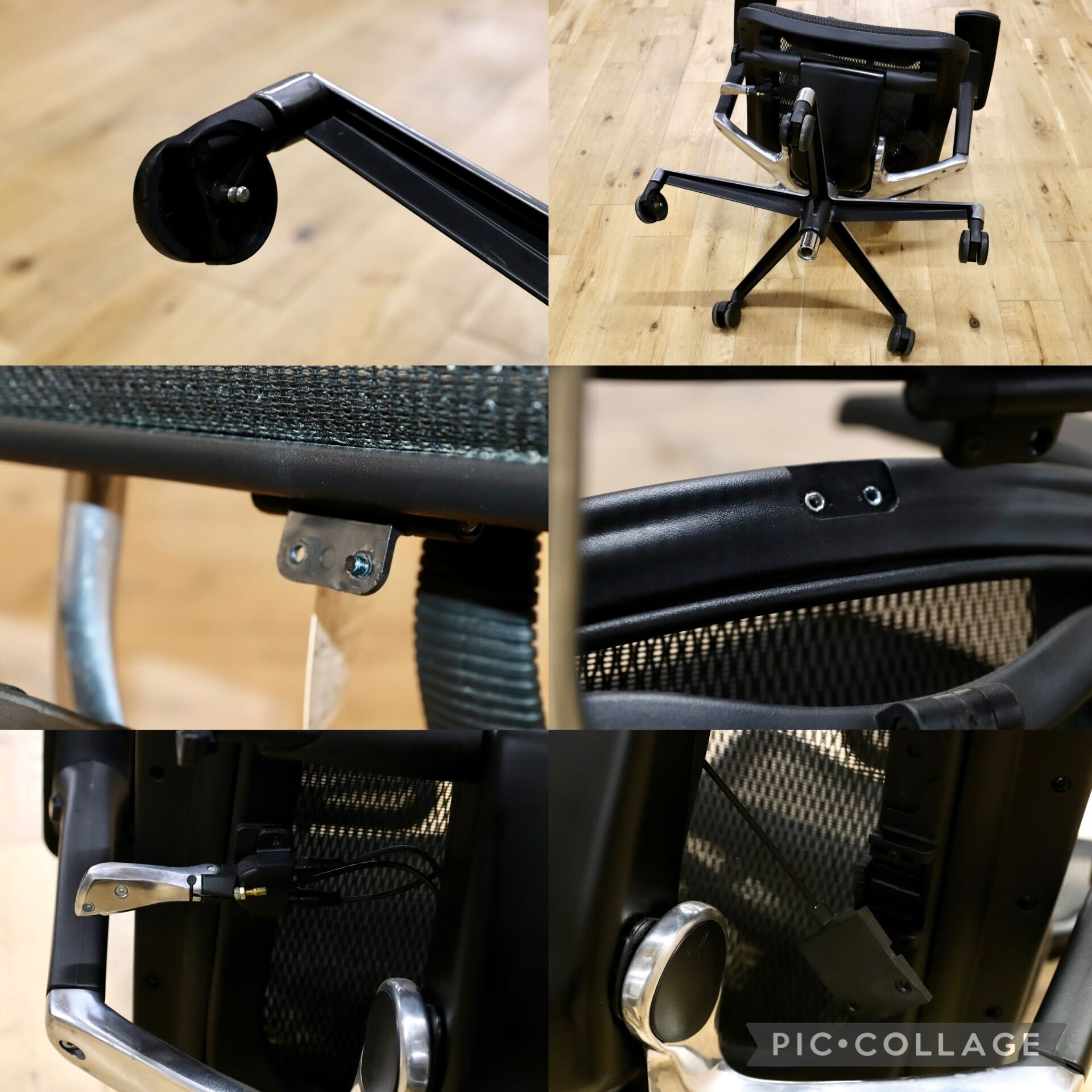 GMIS98○Ergohuman / エルゴヒューマン メッシュチェア ハイバック ヘッドレスト付 可動アーム アルミベース 訳あり