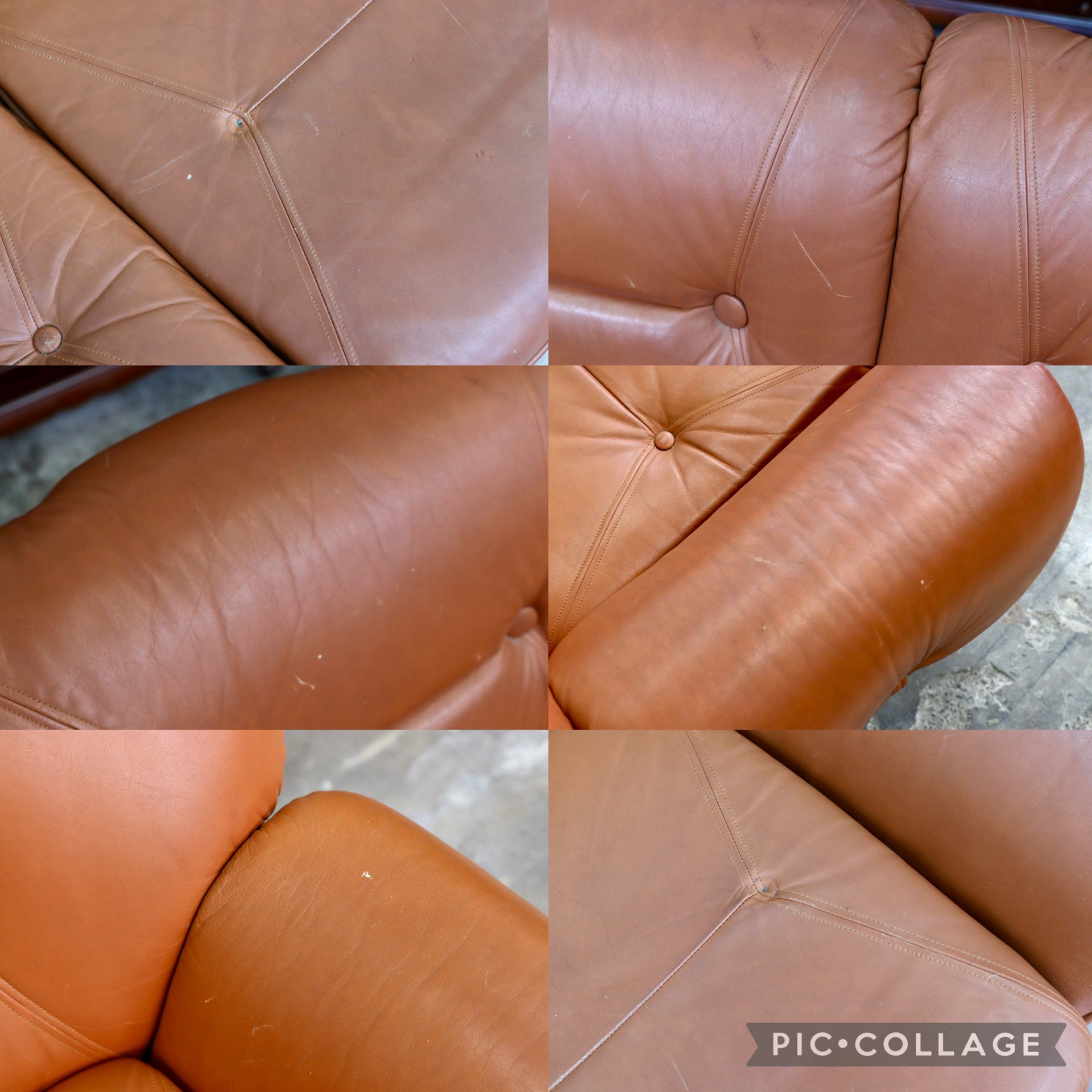 GMJH215C○イタリアンヴィンテージスタイル 3人掛けソファ 本革 コニャックブラウン チーク材 1970年代モダン 検）Mobil Girgi Sapporo