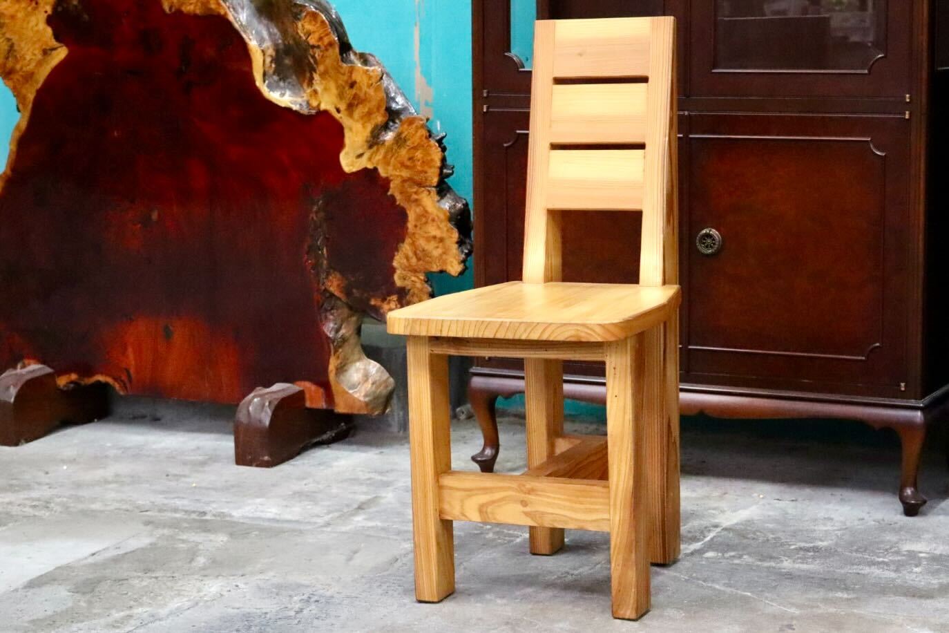 GMIH356B○工房家具 ダイニングチェア アームレスチェア 椅子 スツール ウッド 木製 無垢材 カントリー レトロ