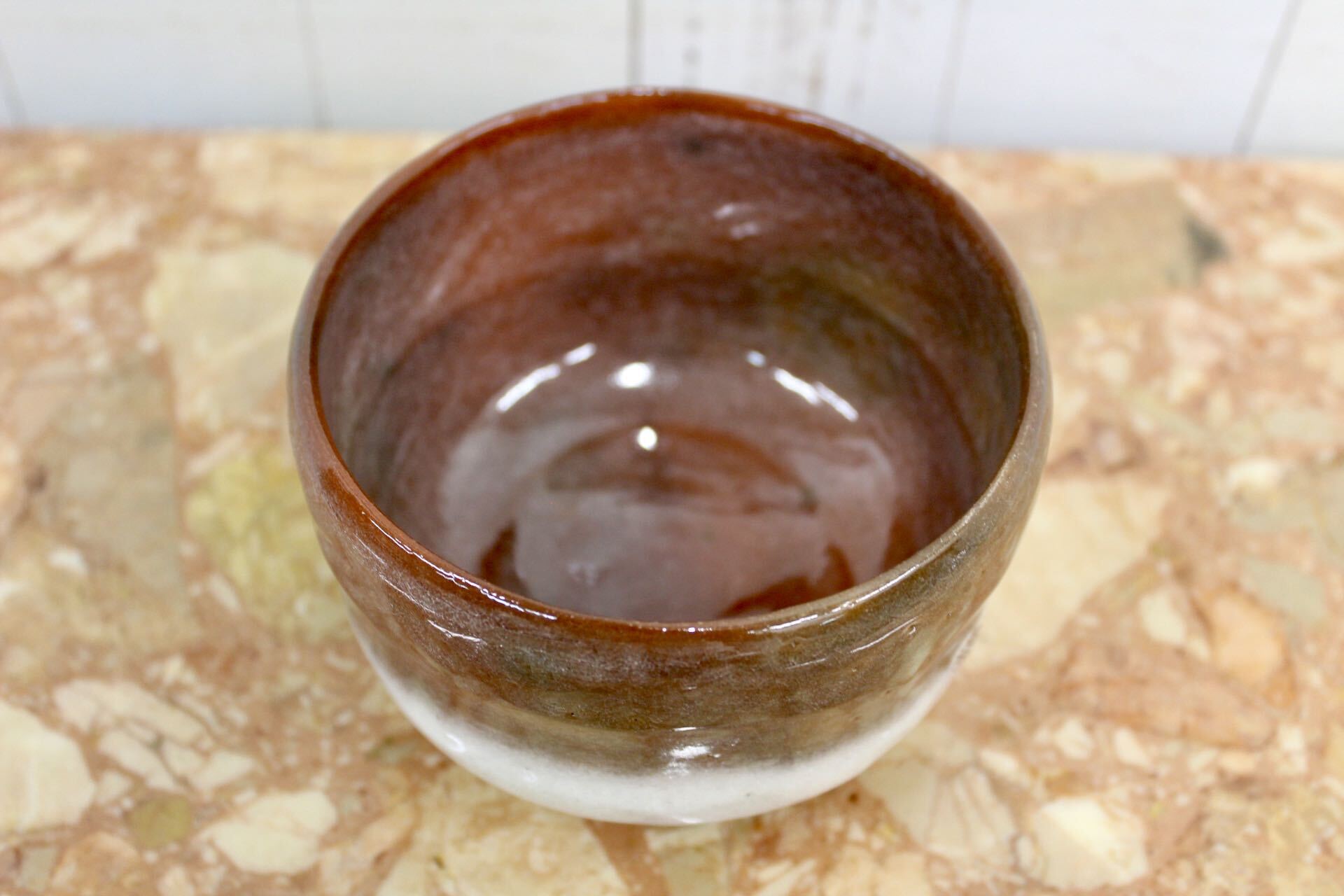 GMJK371AO〇紀州焼 葵窯 二代 寒川栖豊 赤茶碗 共箱 栞 茶道具