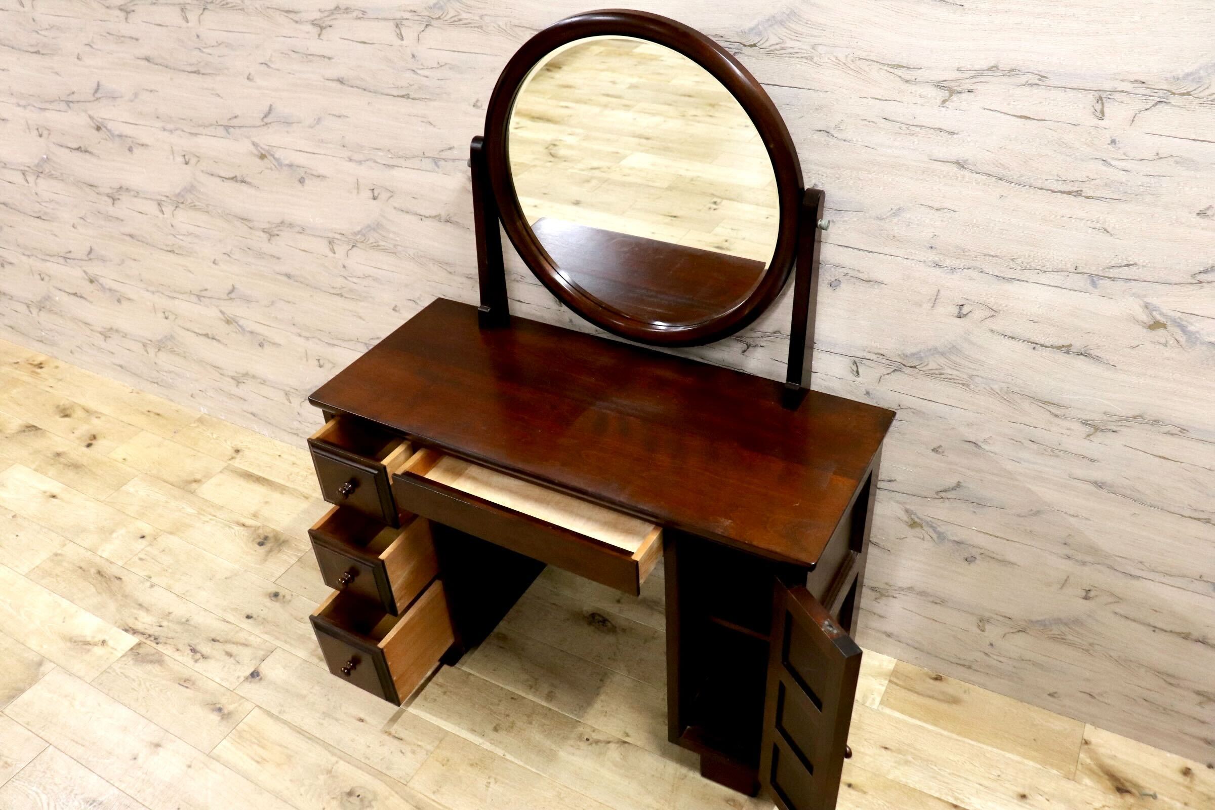 GMIS470A○松本民芸家具 一面鏡ドレッサー 鏡台 化粧台 和家具 ミズメザクラ レトロ アンティーク 和モダン 民藝 古民家 定価約38万