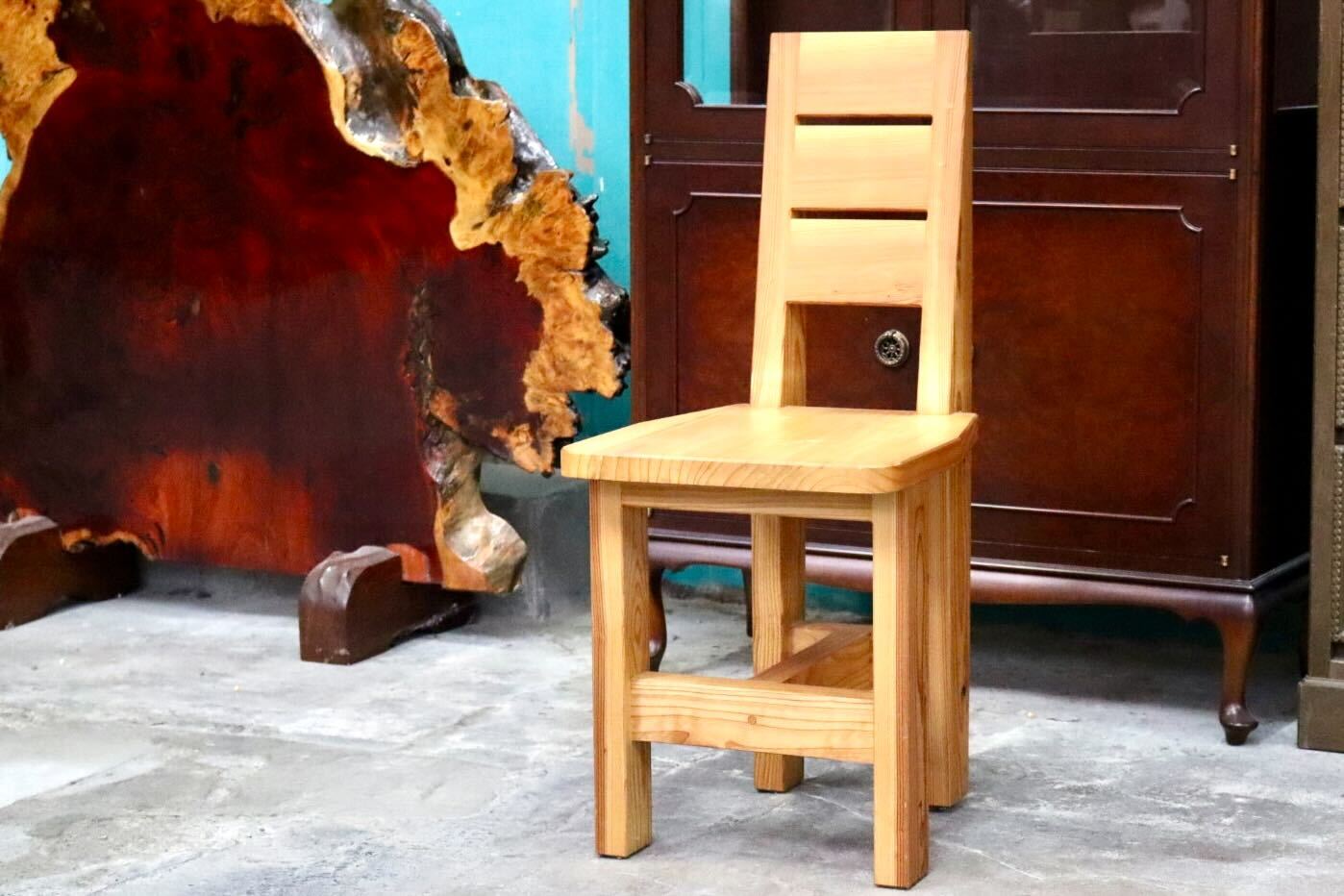 GMIH356C○工房家具 ダイニングチェア アームレスチェア 椅子 スツール ウッド 木製 無垢材 カントリー レトロ