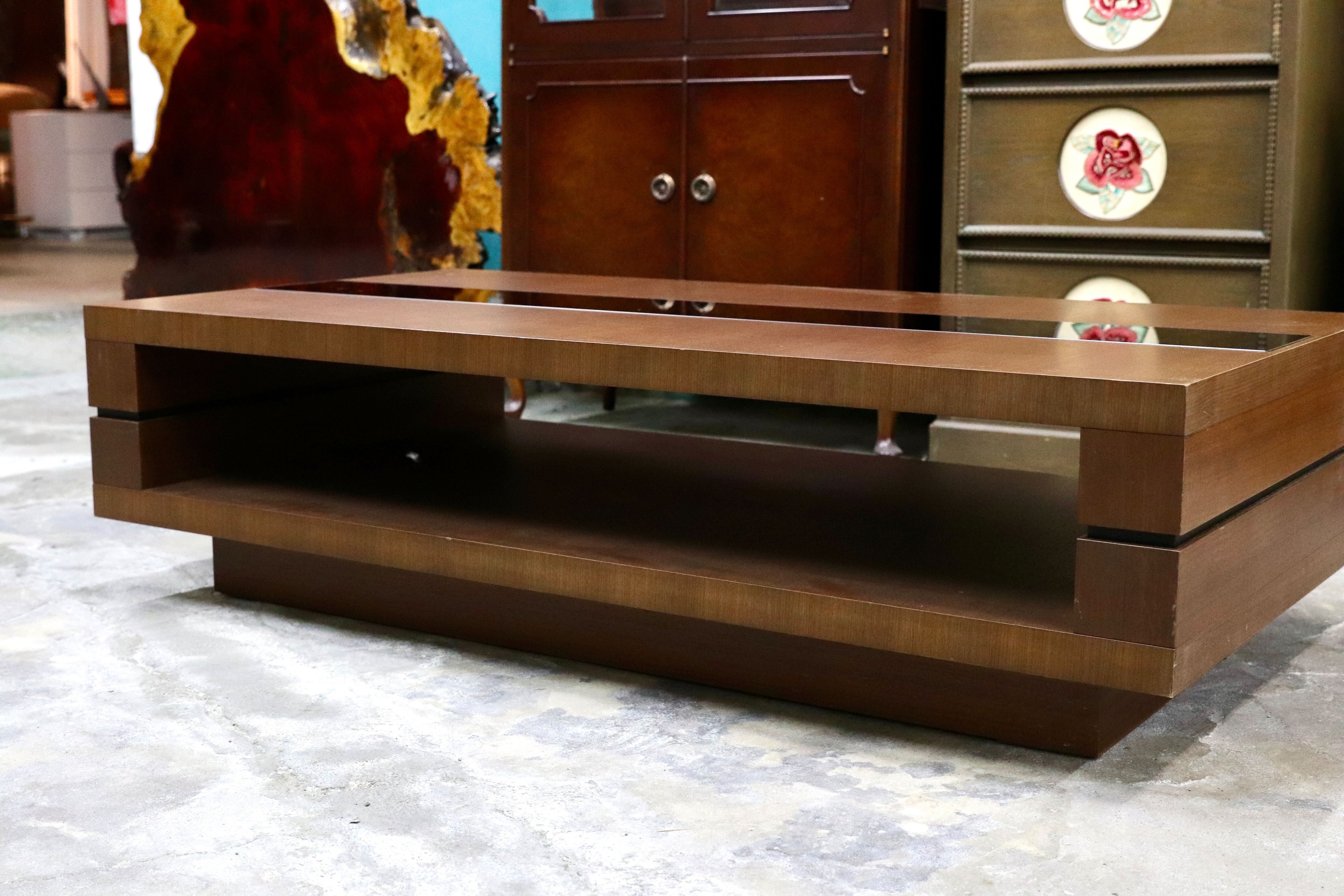 GMIH532C○冨士ファニチア / FUJI FURNITURE ウォールナット ガラス リビングテーブル センターテーブル 応接机 高級モダン