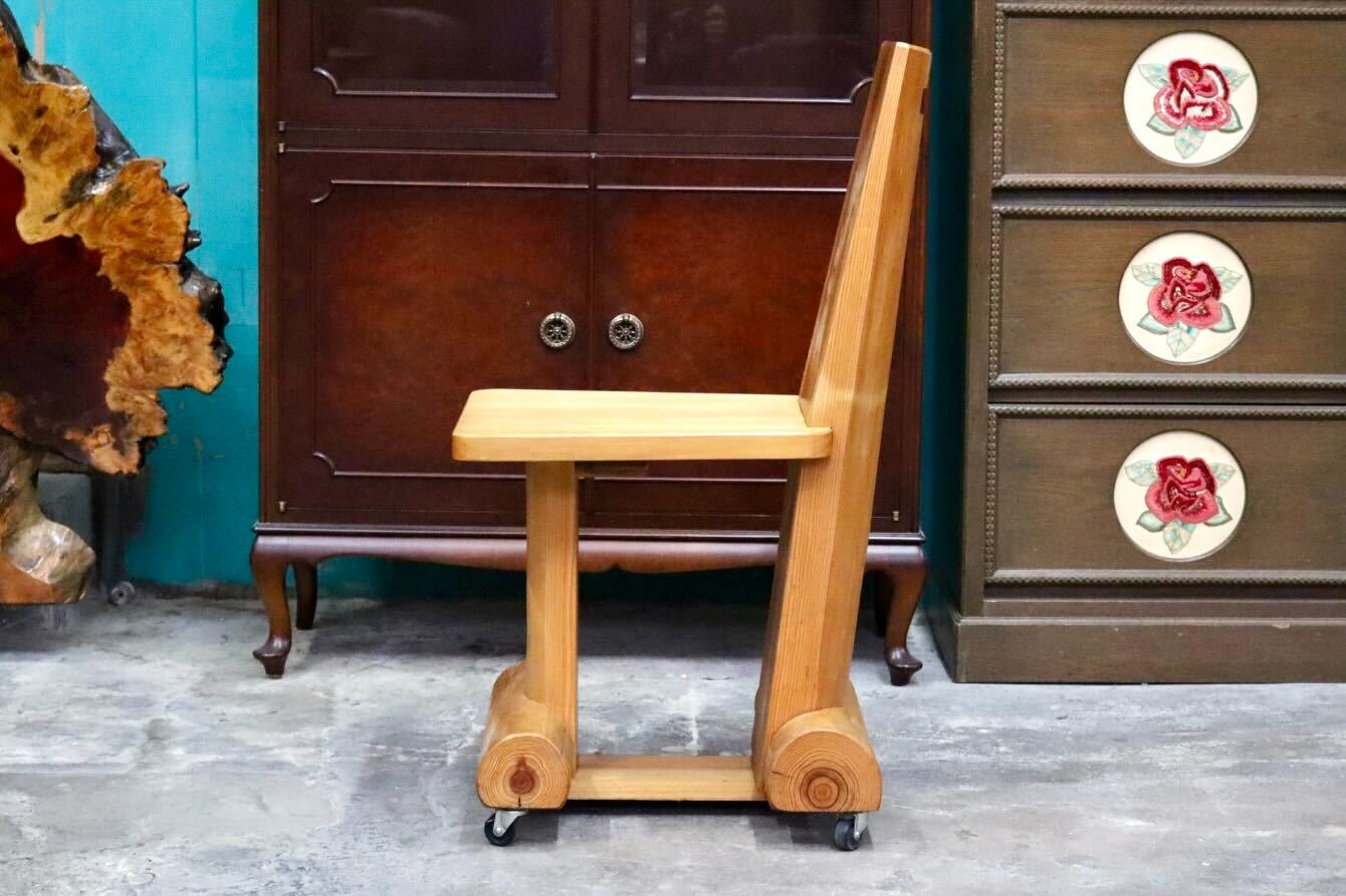 GMIH356D○工房家具 ダイニングチェア アームレスチェア 椅子 スツール キャスター ウッド 木製 無垢材 カントリー レトロ