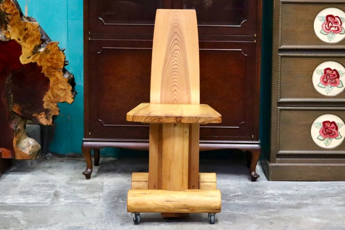 GMIH356E○工房家具 ダイニングチェア アームレスチェア 椅子 スツール キャスター ウッド 木製 無垢材 カントリー レトロ