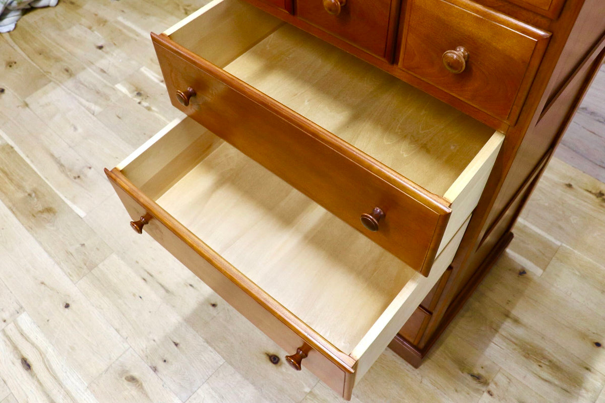 GMJK401◯横浜ダニエル / Daniel チェスト スリムチェスト 整理箪笥 収納家具 引き出し アーリーアメリカン 樺桜材 クラシック 定価約35万