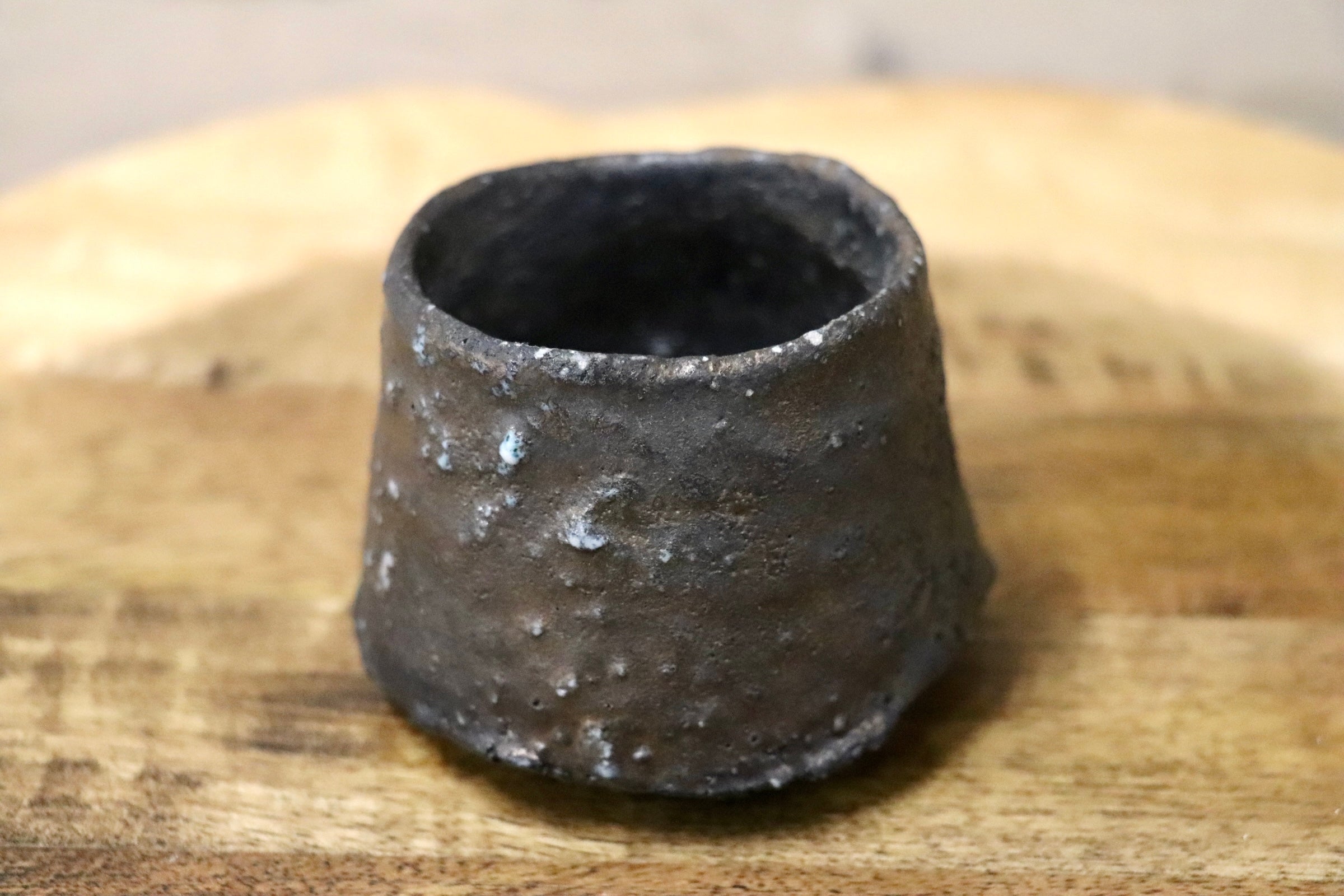 GMJO32○千代市陶房 清水万佐年 丹波焼 黒ぐい呑 伝統工芸 丹波篠山 未使用