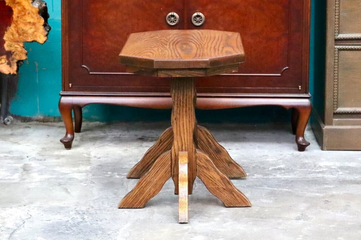 GMIS394○オランダ ダッチカントリースタイル サイドテーブル コーヒーテーブル 花台 飾り台 ベンチ オーク材 レトロ