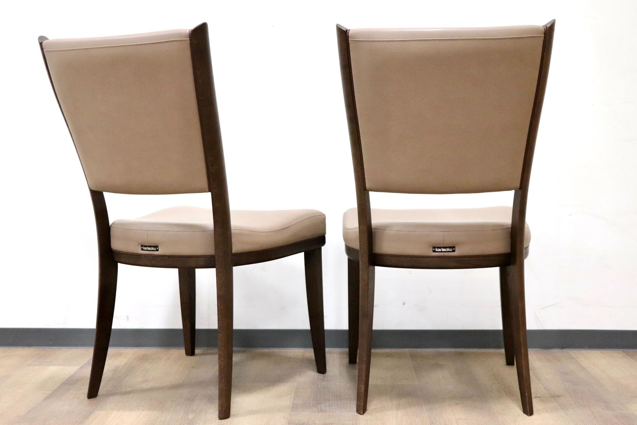 GMGS266A○karimoku / カリモク CT73 ダイニングチェア 食卓椅子 2脚セット オーク材 合皮 グレイッシュブラウン 国産家具  定価約9.2万