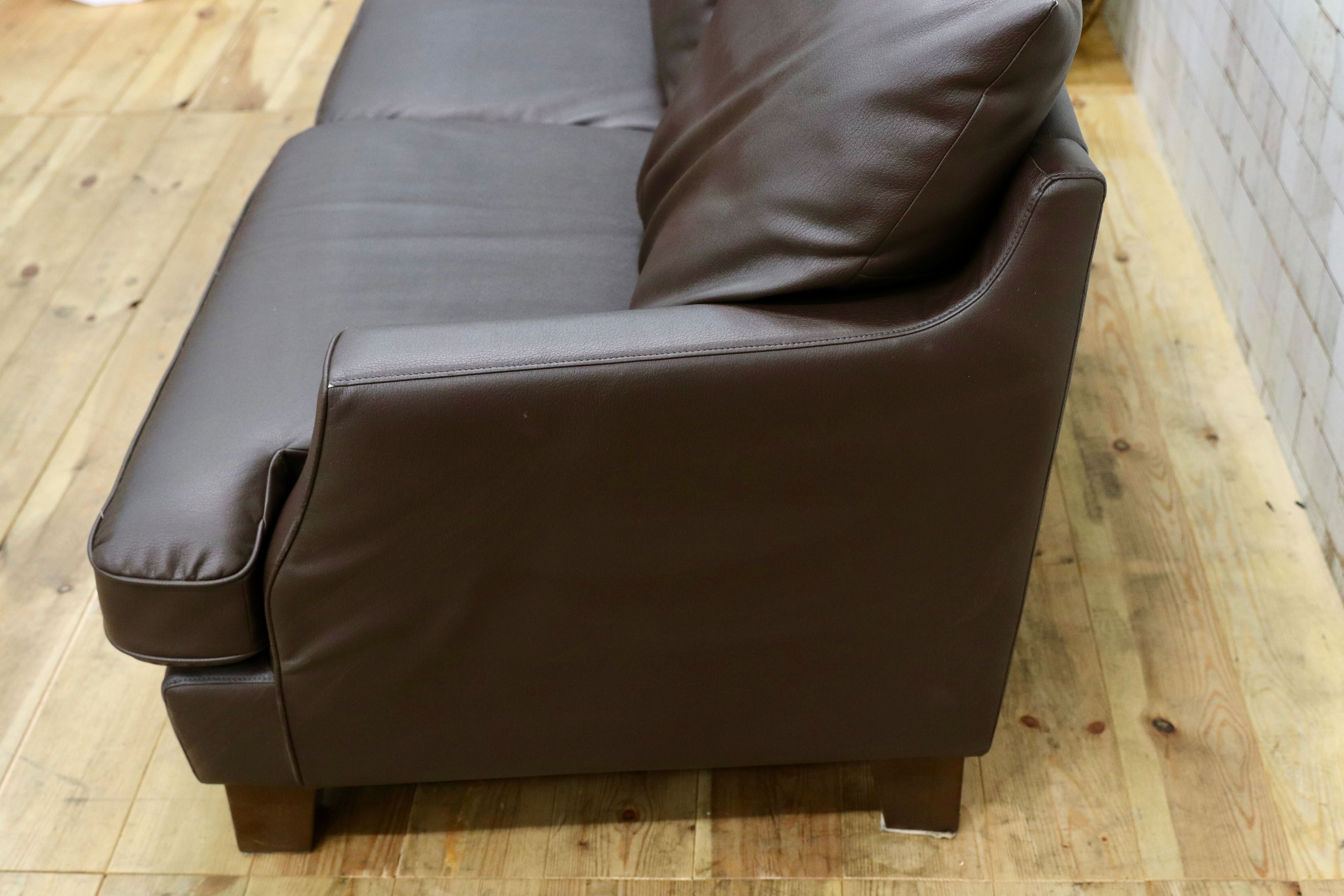 GMIH265○maruni / マルニ 3人掛けソファ トリプルソファ 合皮 ソフトレザー 長椅子 ブラウン 国産家具