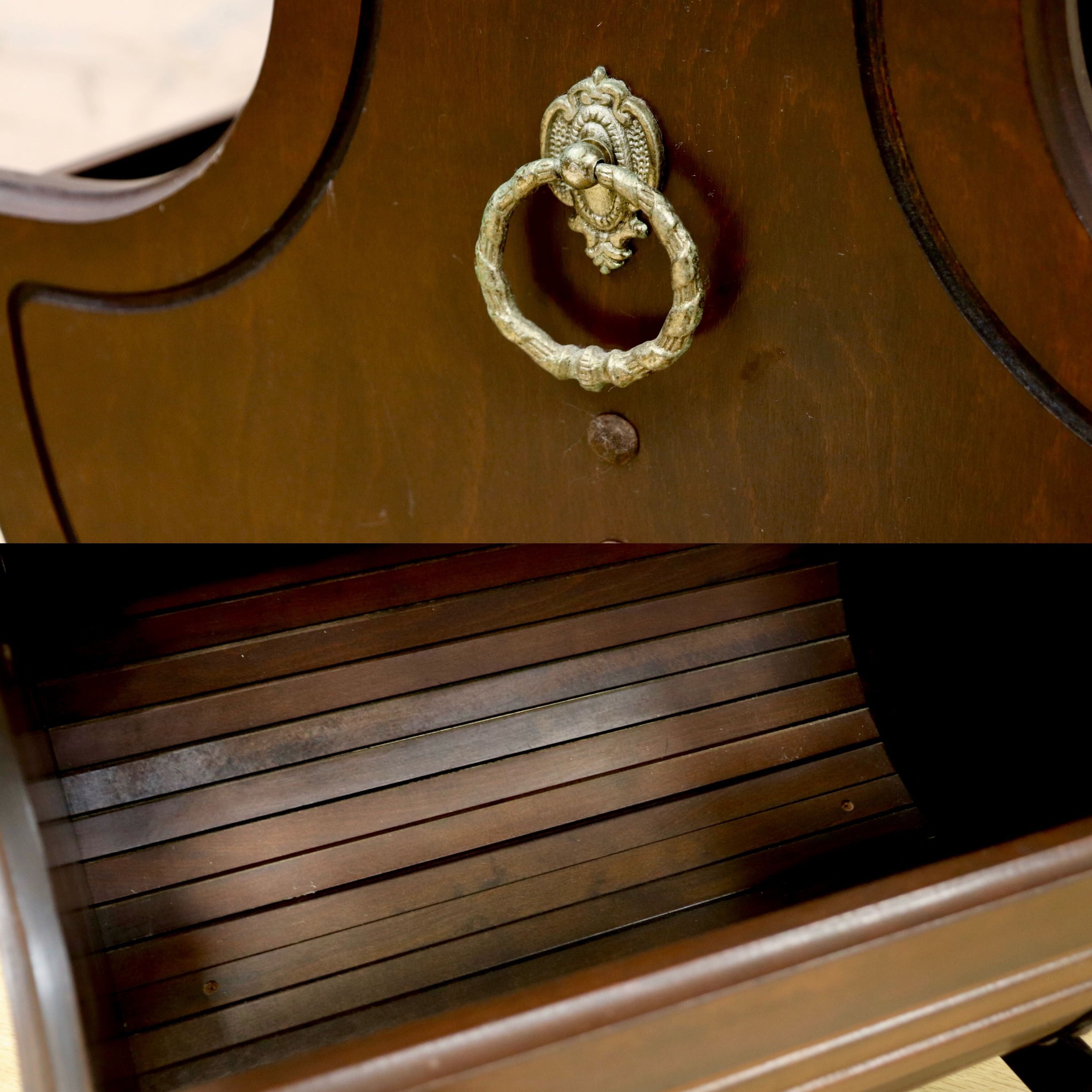 GMIK836○karimoku / カリモク オールドカリモク 樽型サイドテーブル マガジンラック 飾り棚 国産家具 ヴィンテージ 昭和レトロ