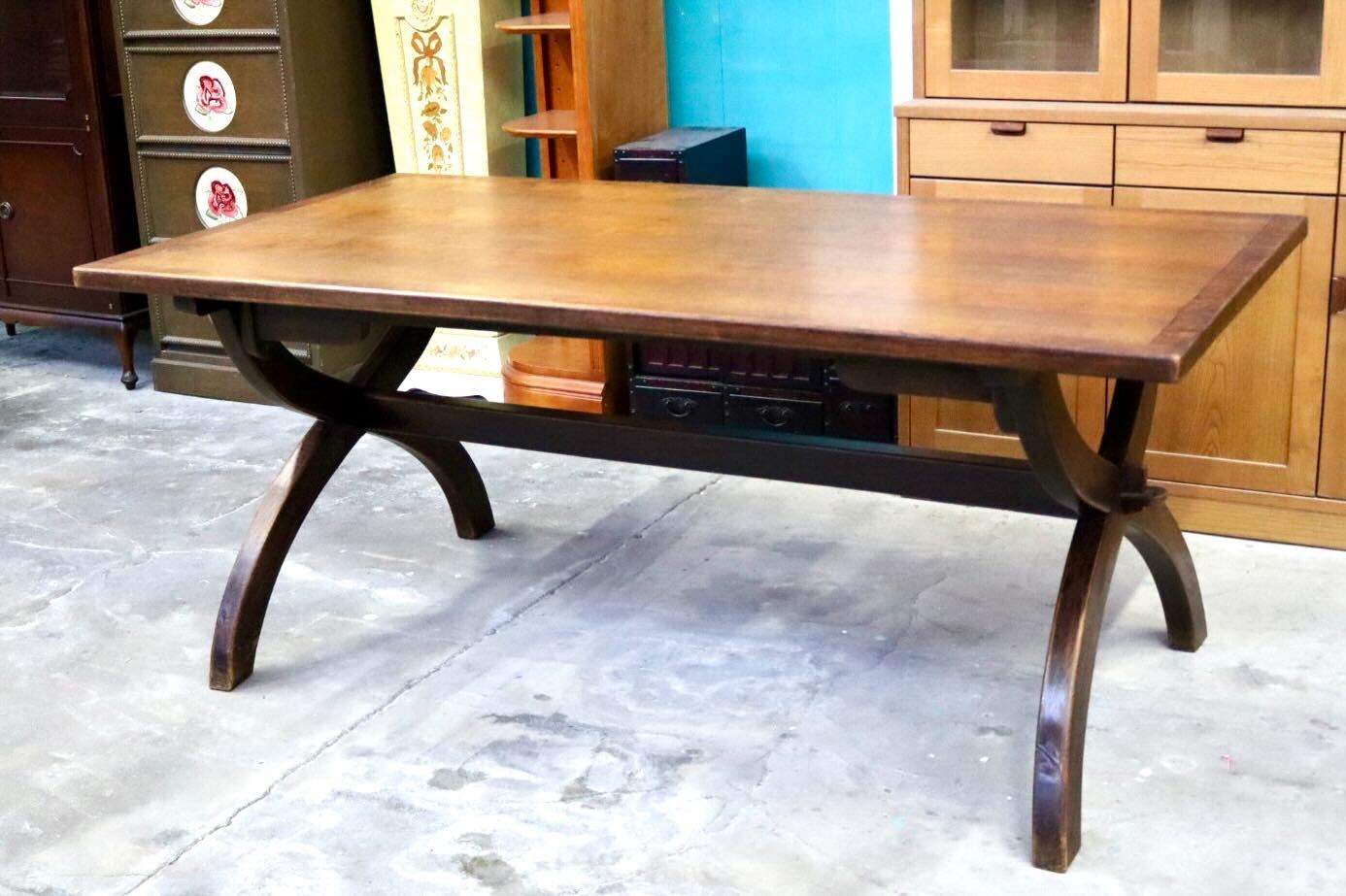 GMIS393○ダイニングテーブル 食卓机 センターテーブル 木製 無垢材 リビング クラシック カントリー 検)カリモク karimoku