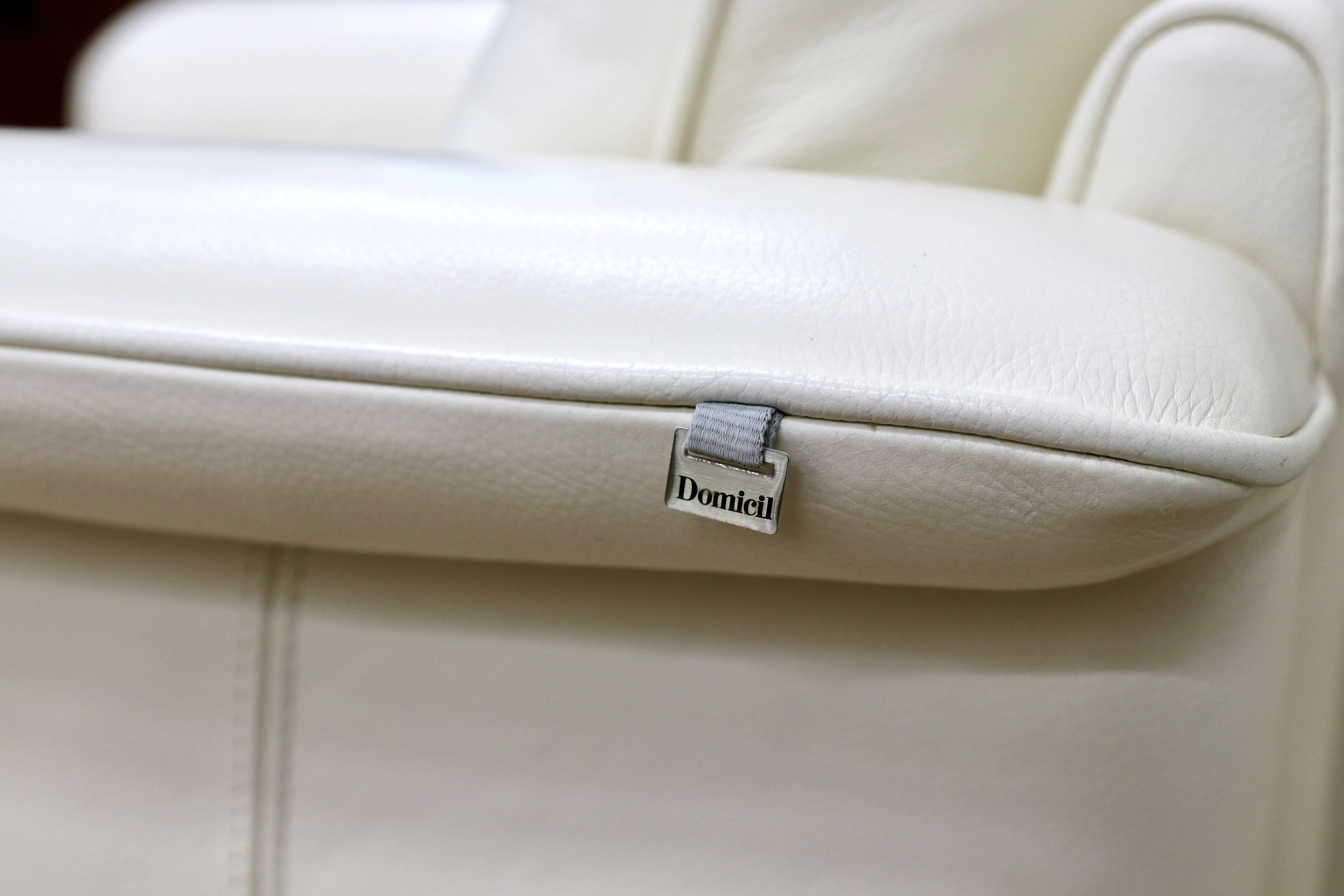 GMIN15A○Domicil / ドミシール 1人掛けソファ シングルソファ ラウンジチェア 白 総革 レザー ドイツ IDC大塚家具 定価約14万 展示品