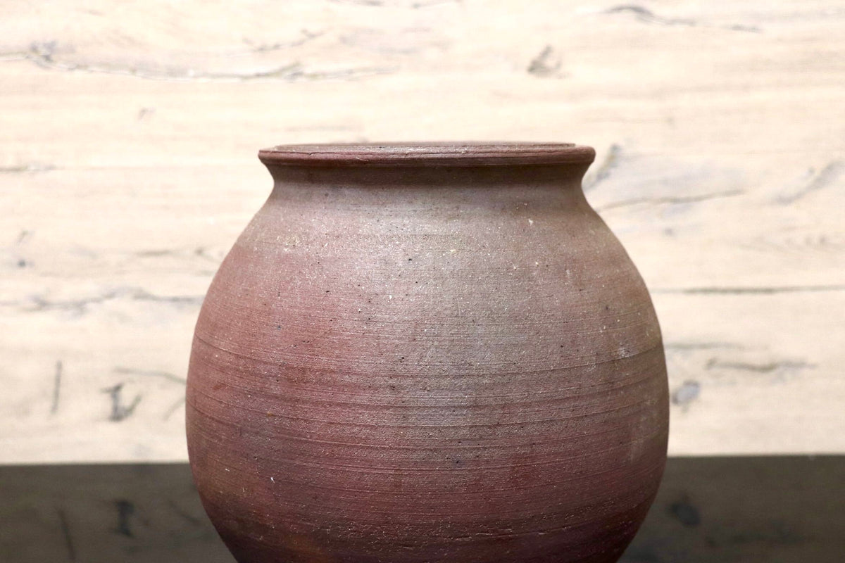 GMJK374T○花器 花入 花瓶 花生 壺 丸壺 床飾り 見立て 置花入 置物 インテリア 茶道具 陶器 焼き締め 共箱 和モダン
