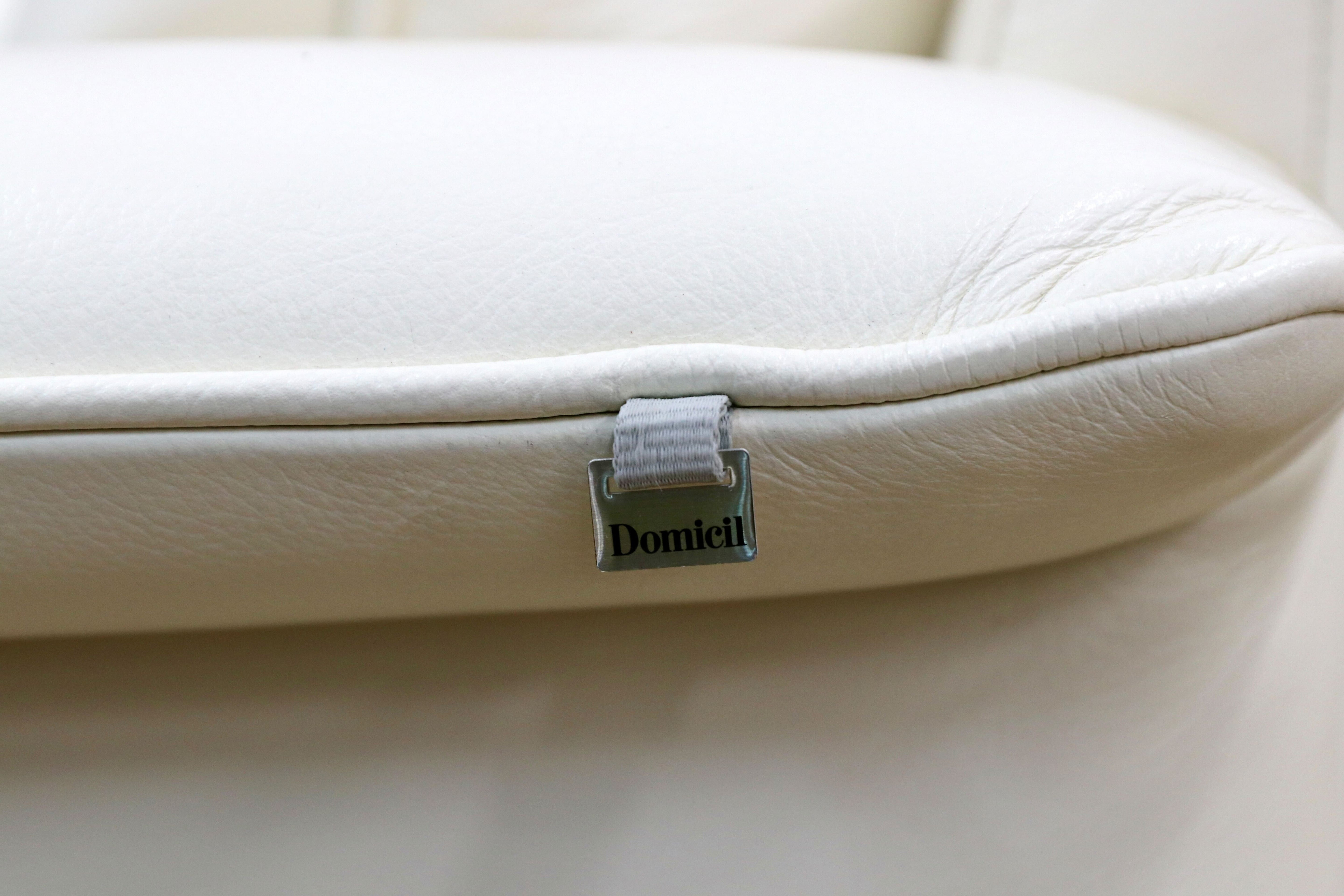 GMIN15B○Domicil / ドミシール 1人掛けソファ シングルソファ ラウンジチェア 白 総革 レザー ドイツ IDC大塚家具 定価約14万 展示品