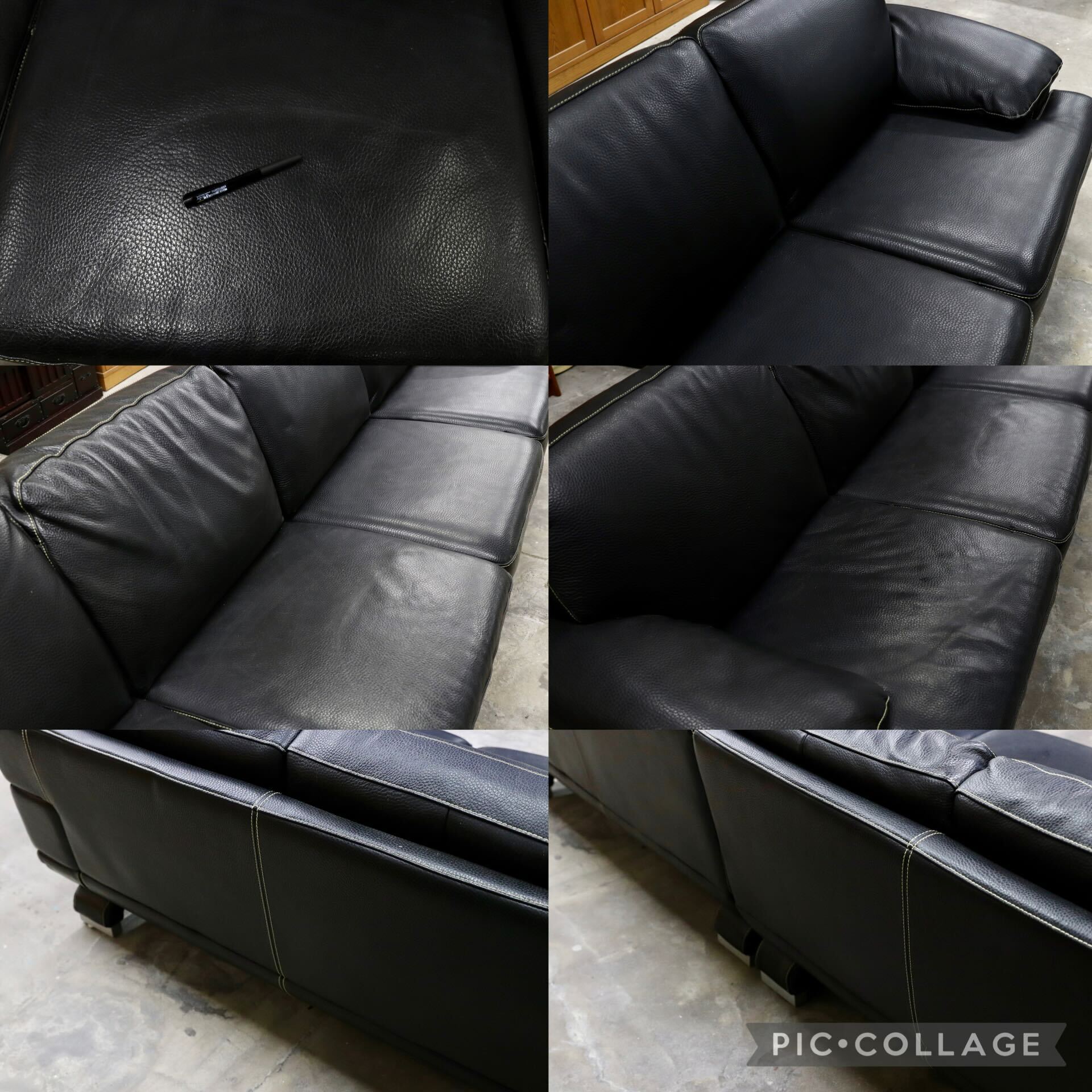 GMIK426○IDC大塚家具 L/S LUXE-01 リュクス 4人掛けソファ 長椅子 ブラック 厚革 本革 レザー スタイリッシュモダン 約90万