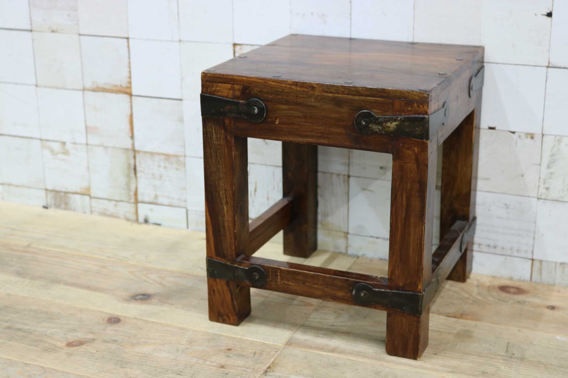 GMIK456A◯スツール 腰掛け 椅子 花台 サイドテーブル 踏み台 無垢材 ヴィンテージ アンティーク