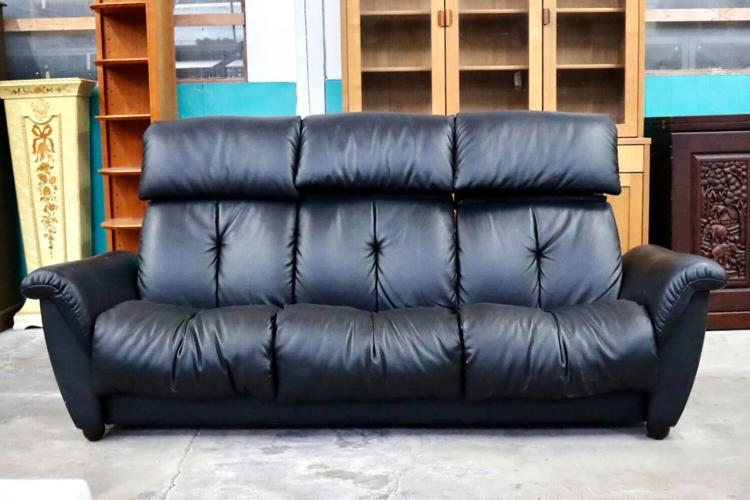 GMIS373B○MARUICHI / マルイチセーリング マンスリー 3人掛けソファ リクライニングソファ トリプルソファ 合皮 国産家具 定価24万