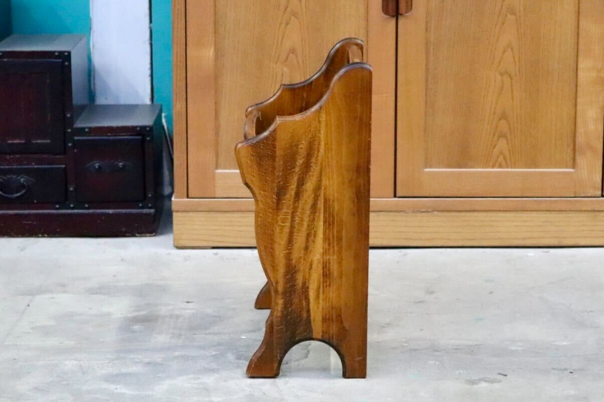 GMIH377○karimoku / カリモク コロニアル マガジンラック スリッパラック 雑誌入れ 収納 木製 ラタン 籐 クラシック