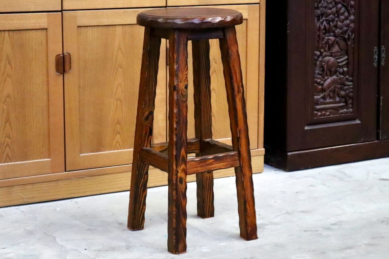 GMIS400B○スツール ハイチェア カウンターチェア 椅子 花台 木製 無垢材 キッチン カントリー ヴィンテージ