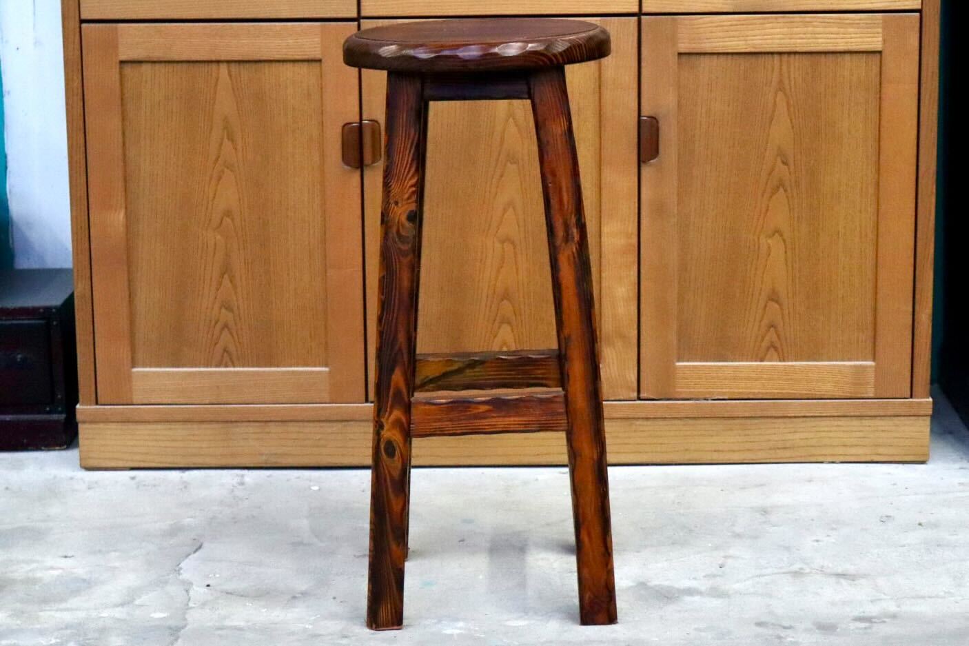 GMIS400B○スツール ハイチェア カウンターチェア 椅子 花台 木製 無垢材 キッチン カントリー ヴィンテージ