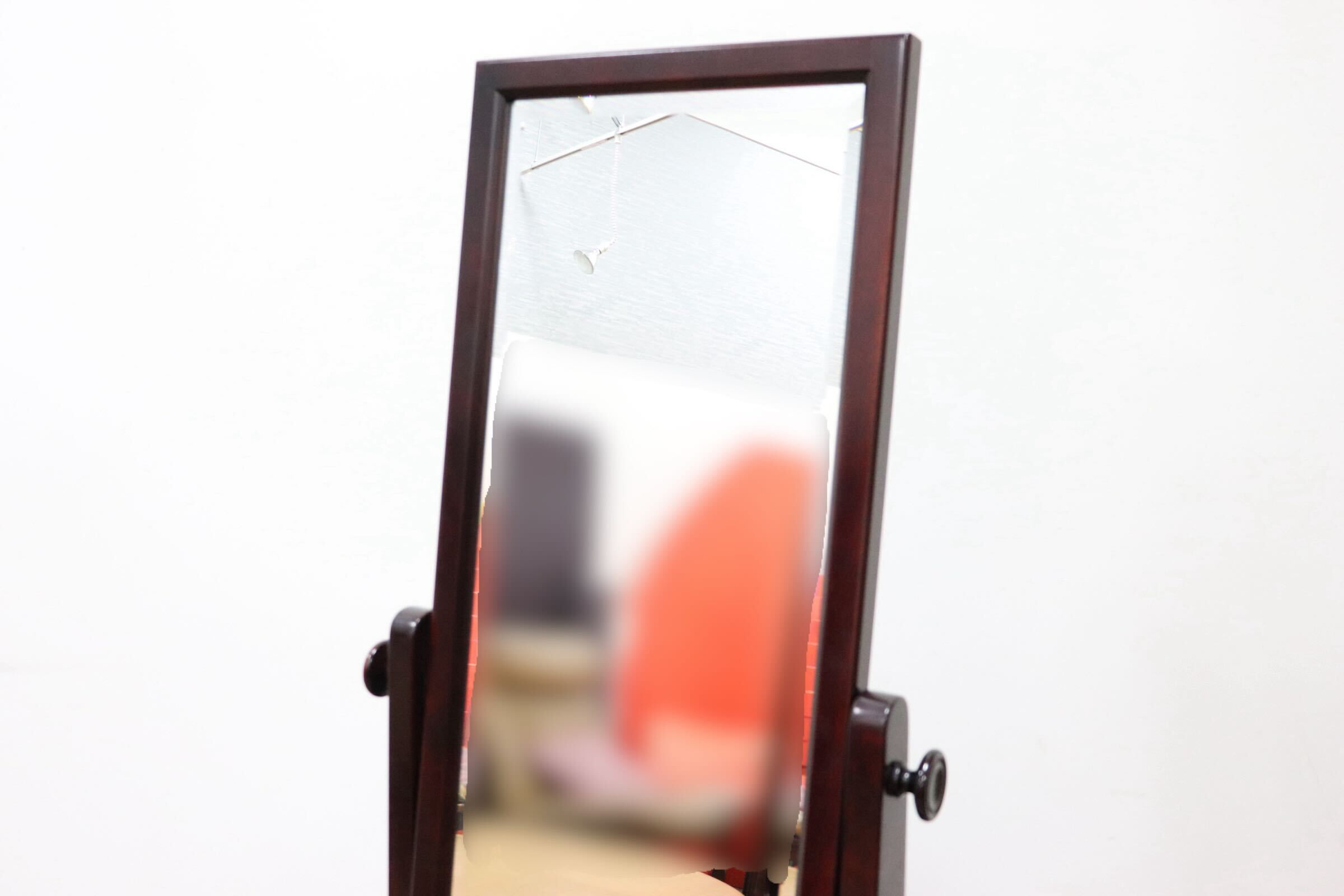 GMGF107○安芸民芸 スタンドミラー 鏡 姿見 全身鏡 椛 樺材 無垢材 和 